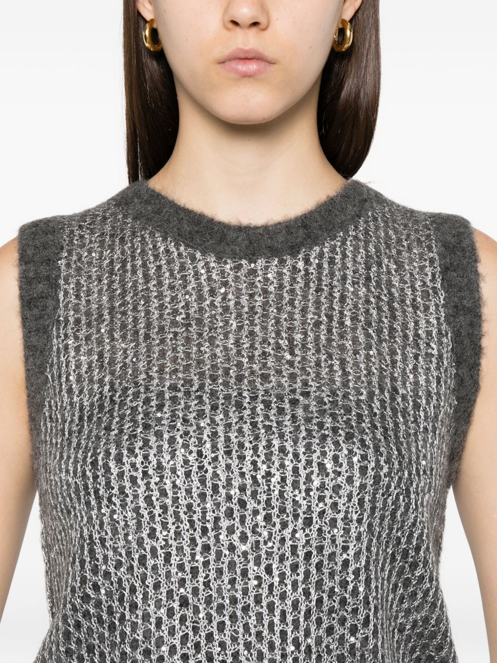 metallic-detail knit top - 5