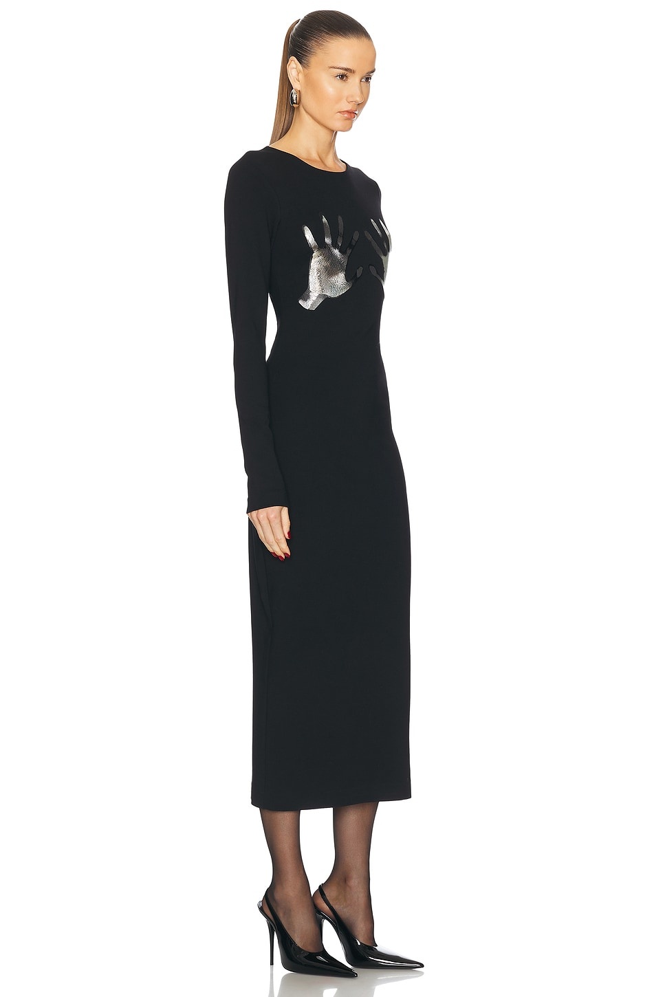 Handprint Long Sleeve Midi Dress - 2
