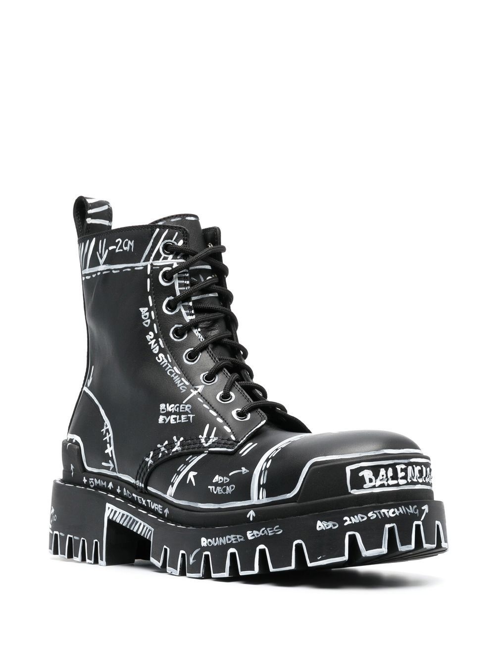 graphic-print leather combat boots - 2