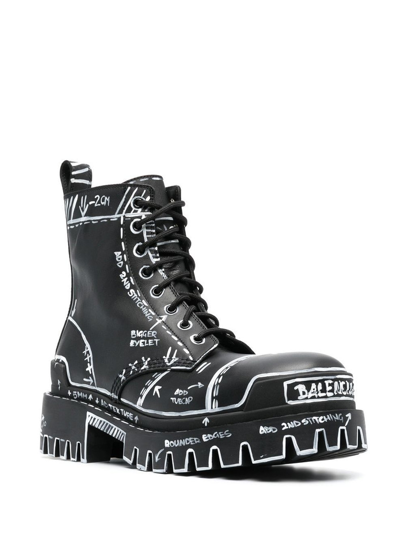 BALENCIAGA graphic-print leather combat boots outlook