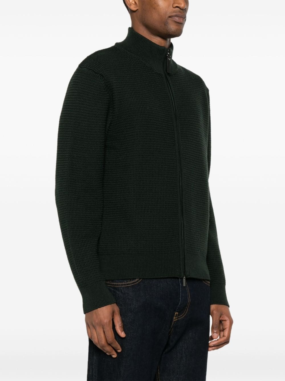 waffle-knit wool cardigan - 3