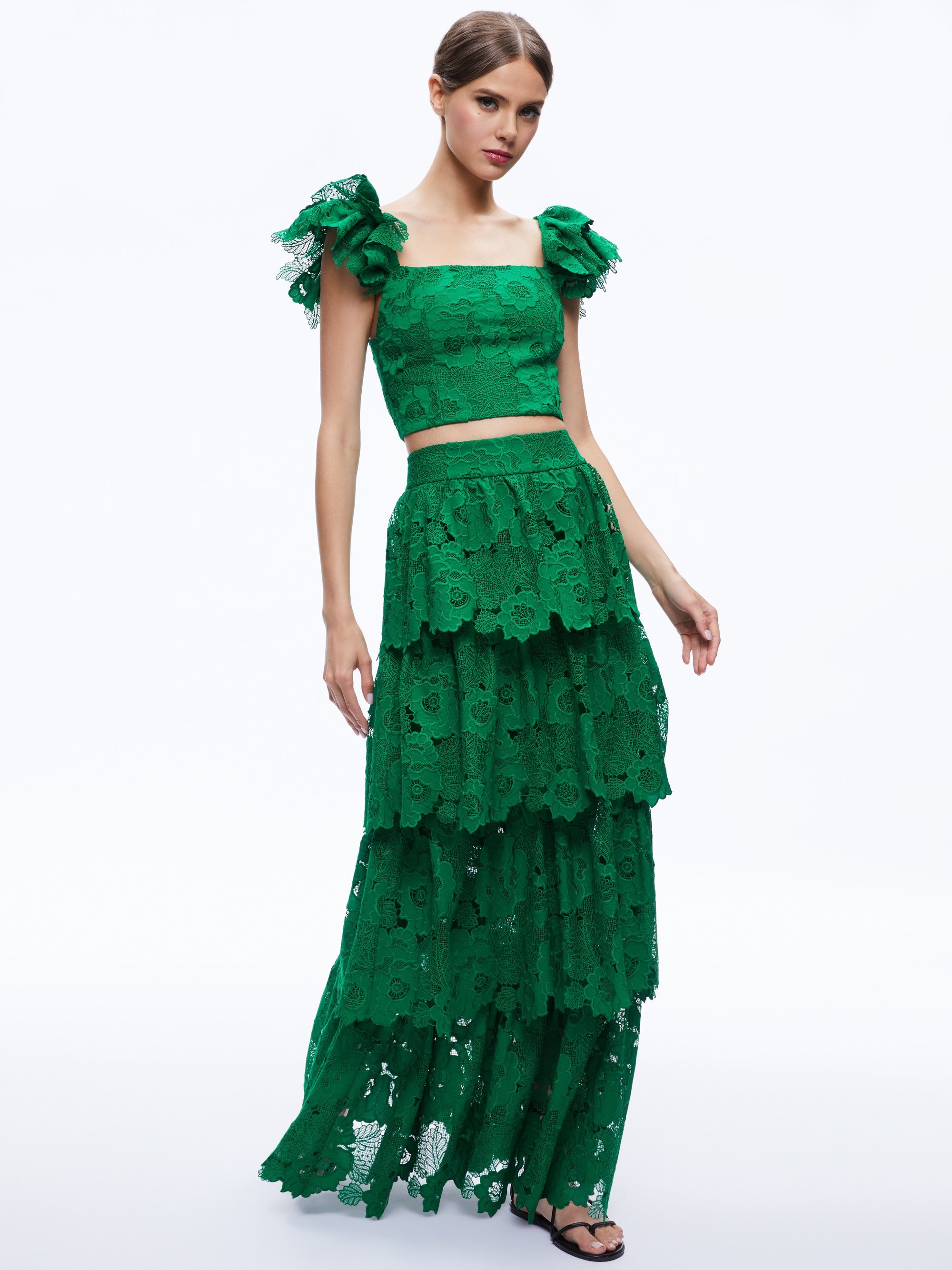JIA EYELET TIERED RUFFLE MAXI SKIRT - 6