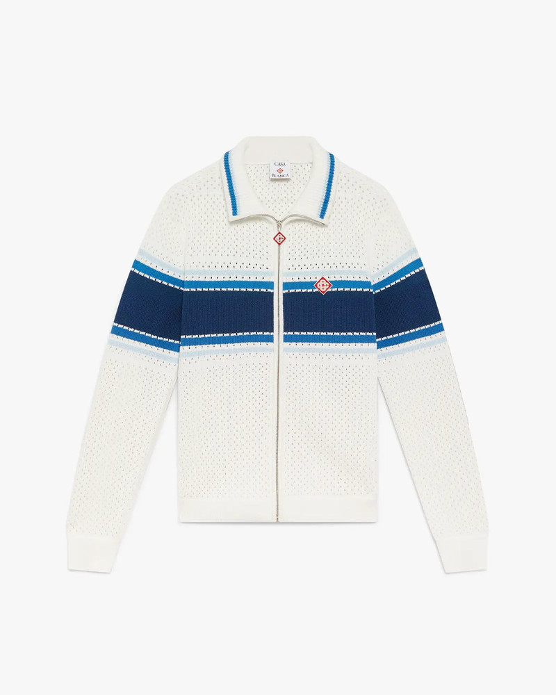 White & Blue Striped Mesh Track Jacket | Casablanca Paris 1