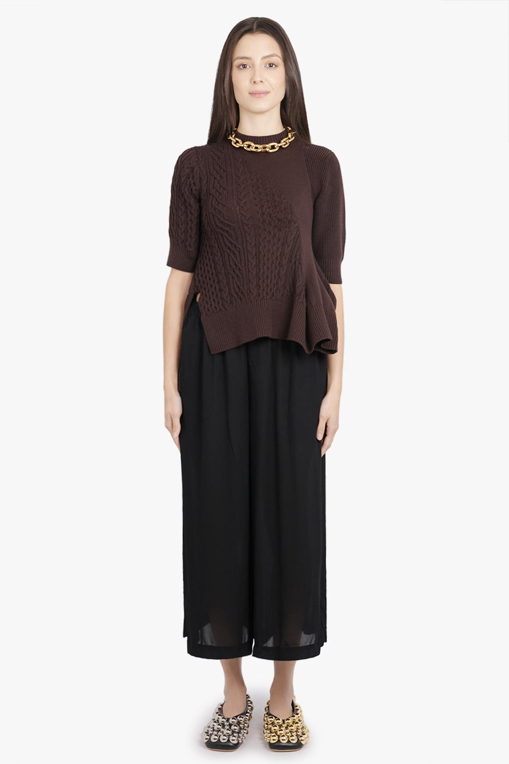 WIDE LEG SHEER CROP PANT | BLACK - 4