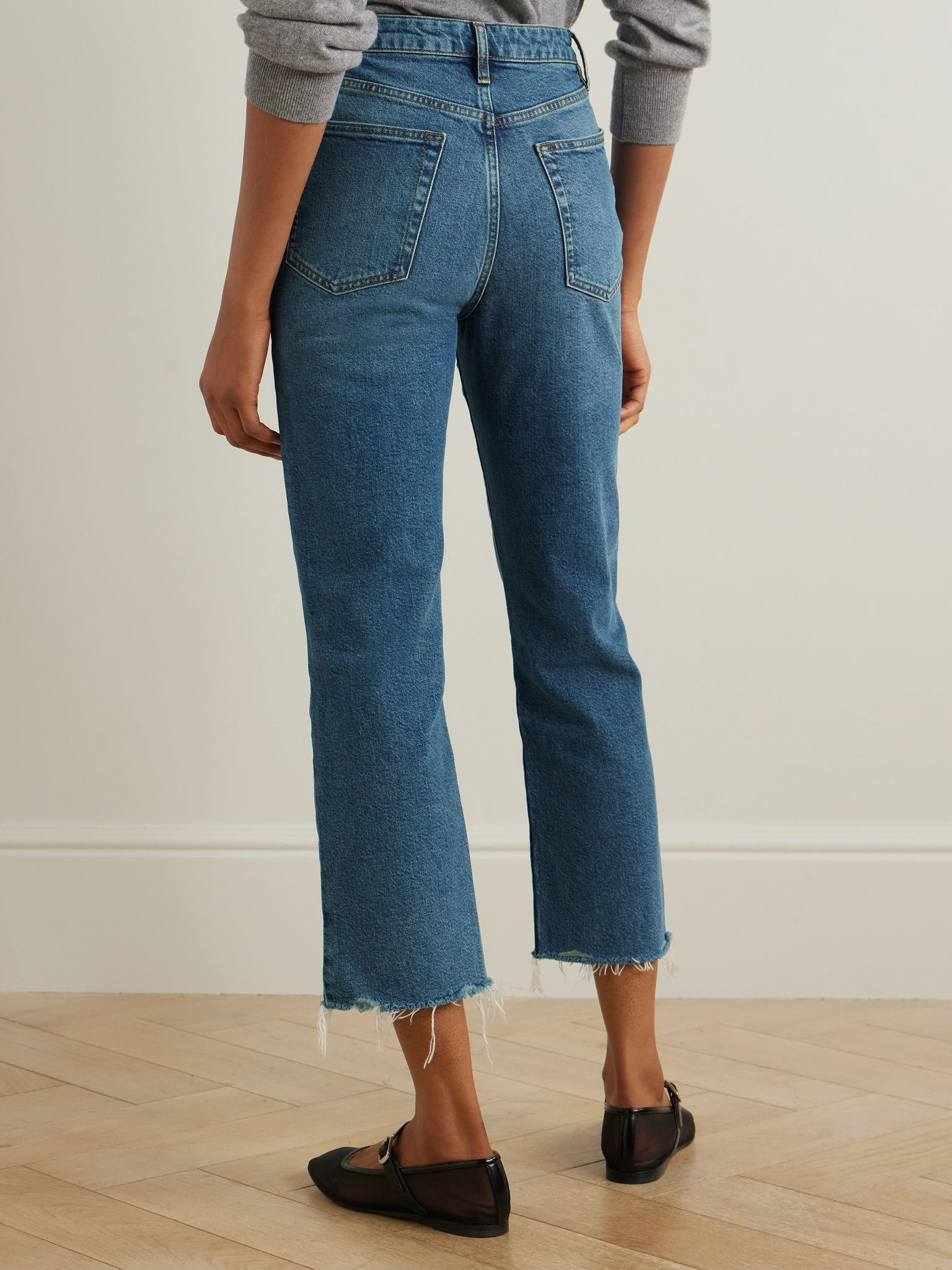 The Ruler Crop frayed high-rise slim-leg jeans Dark denim - 4