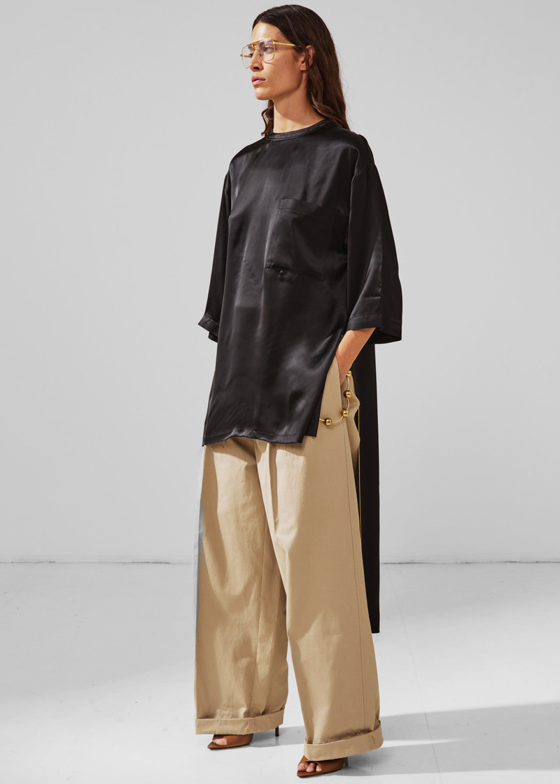 DARKPARK Darkpark Tara Satin Asymmetric Shirt - Black outlook