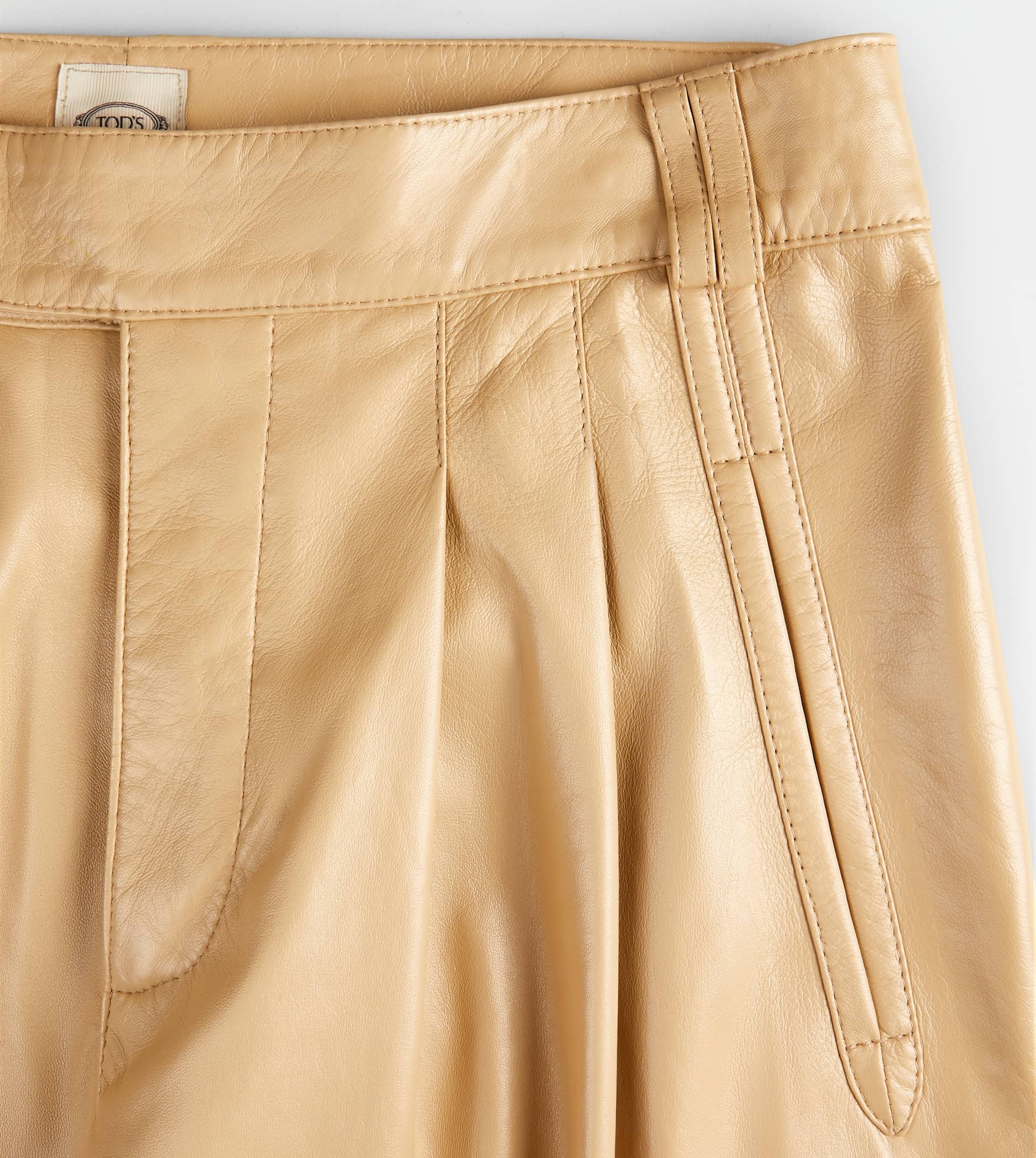PANTS IN LEATHER - BEIGE - 9