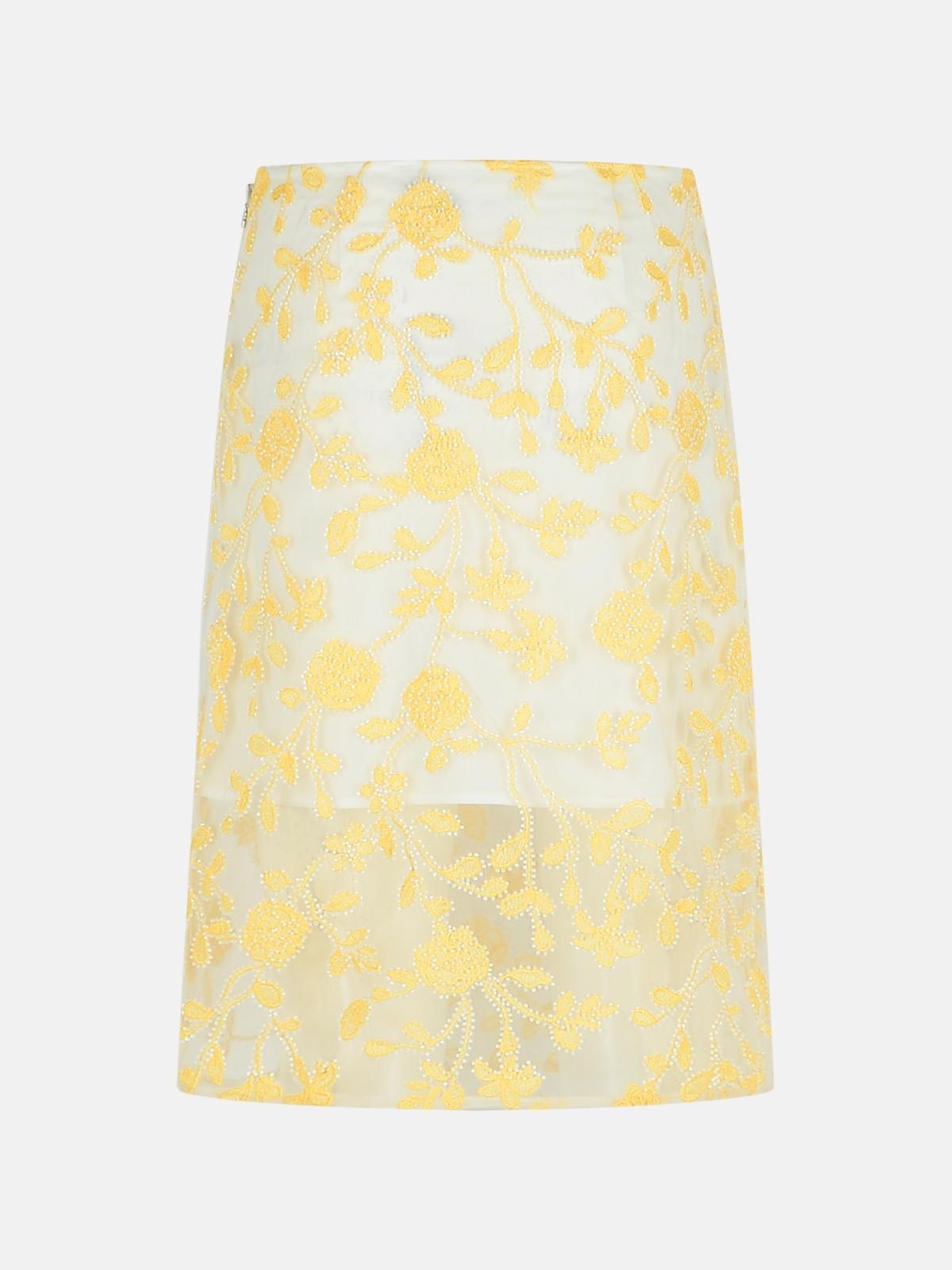 'PENCIL FLOWER' YELLOW POLYESTER SKIRT - 3