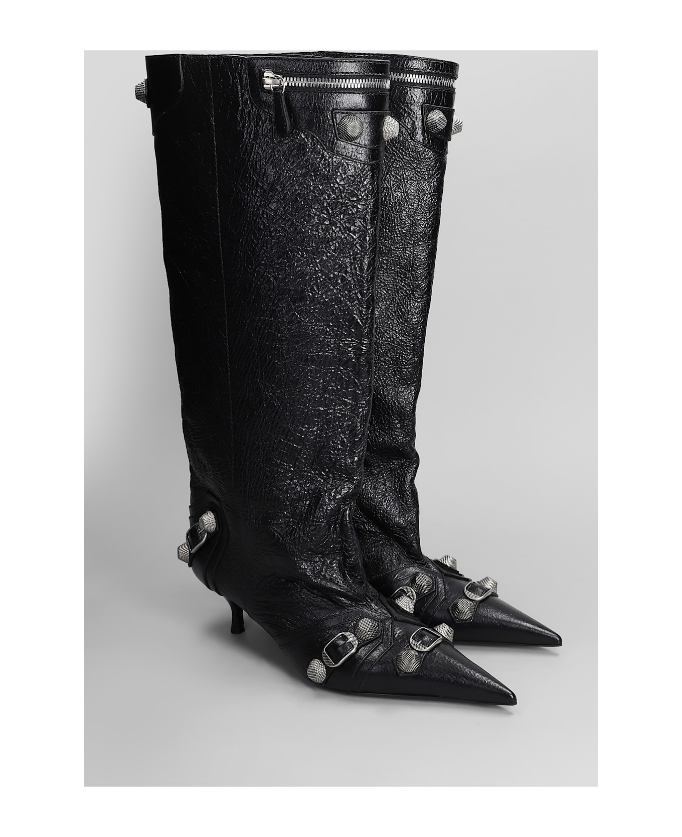 Cagole Wide Boot L50 Low Heels Boots In Black Leather - 2