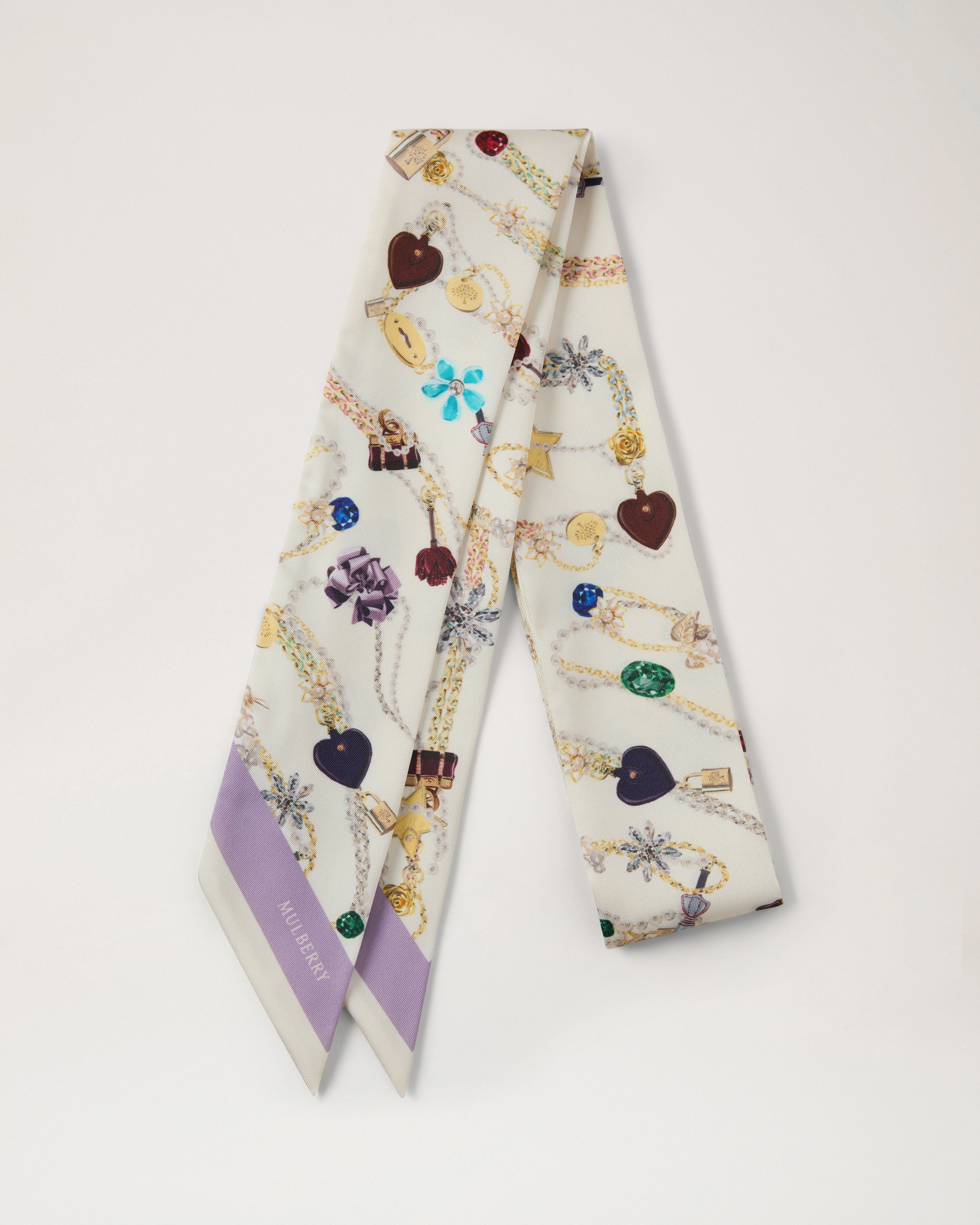 Skinny Scarf - Jewellery Maze Cream Recycled Polyester - 1