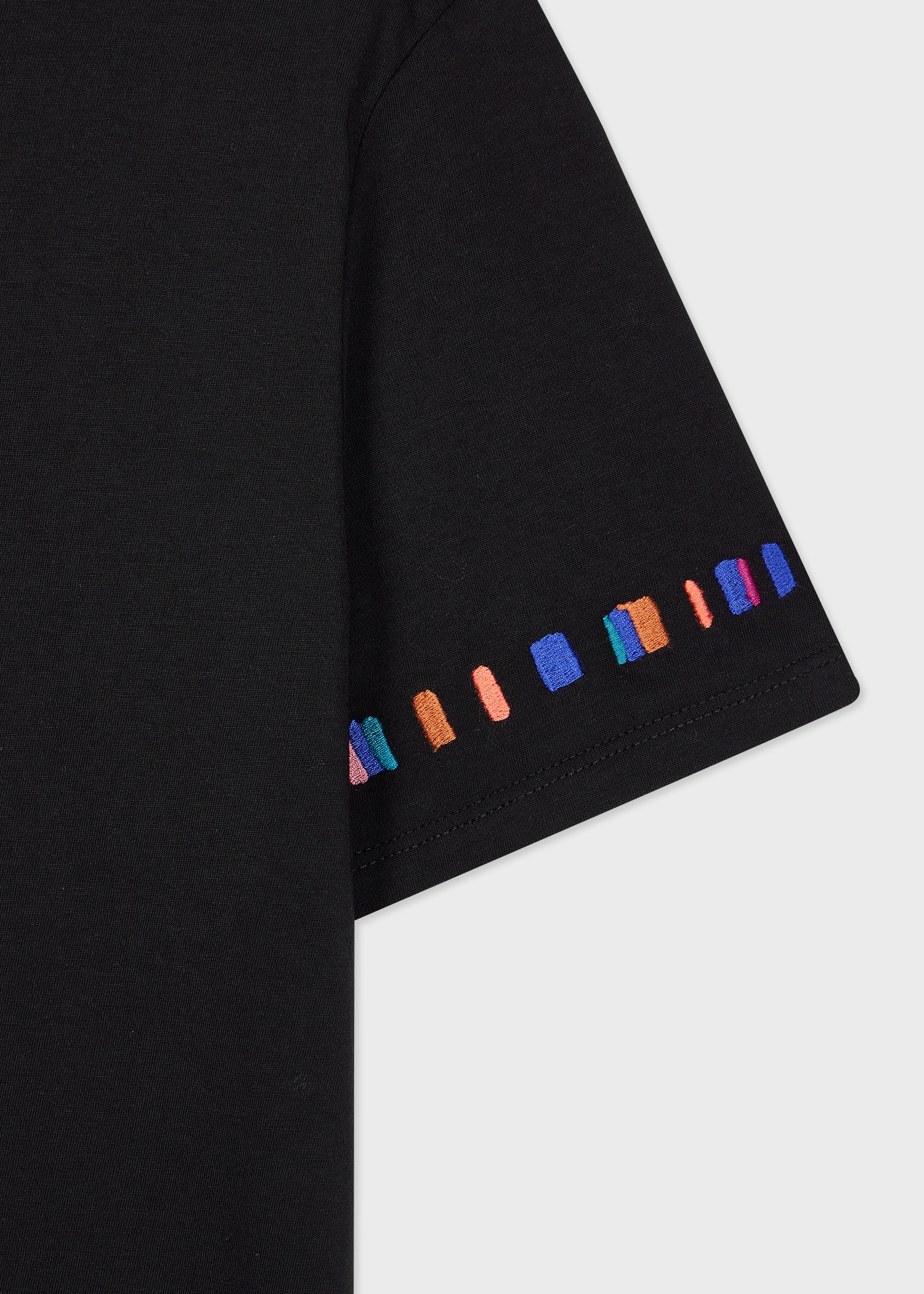 Women's Black 'Swirl' Stripe Sleeve Embroidered T-Shirt - 2
