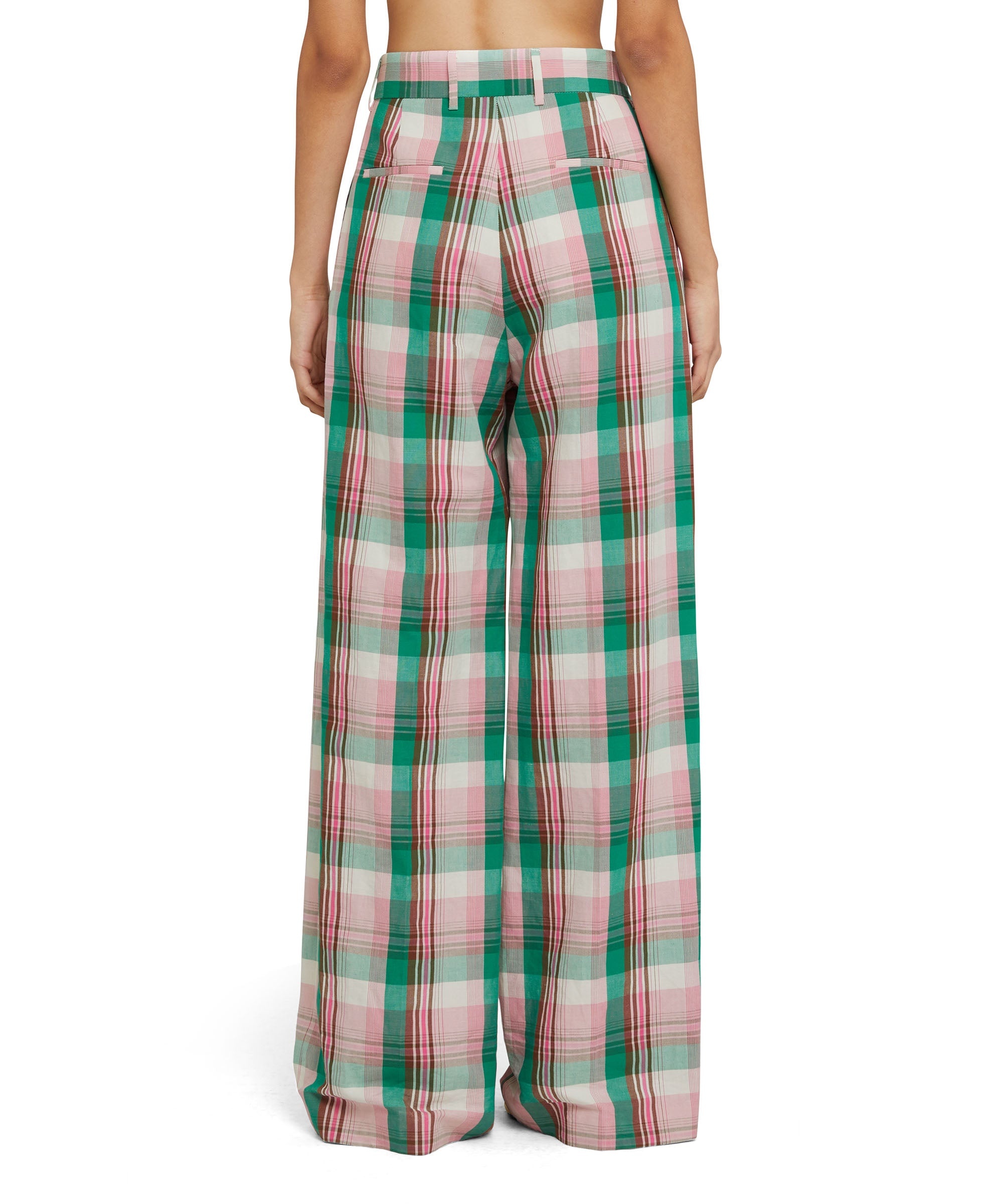 Madras linen tailored pants with straight legs - 1