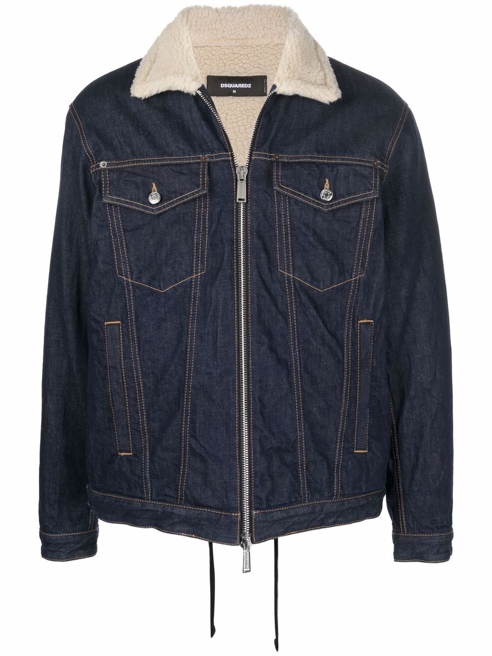 faux-shearling lined denim jacket - 1