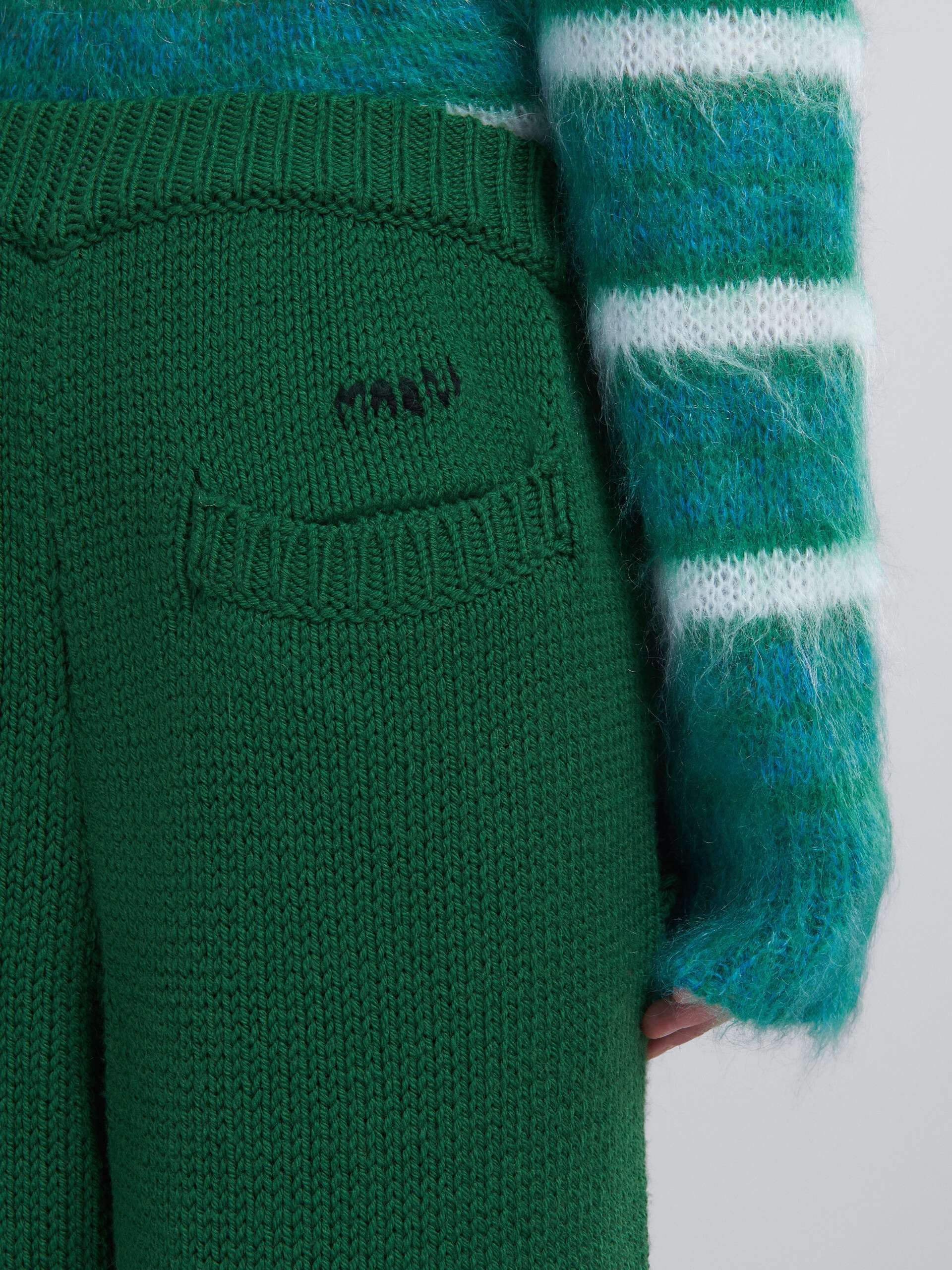 WIDE TROUSERS IN GREEN WOOL - 4