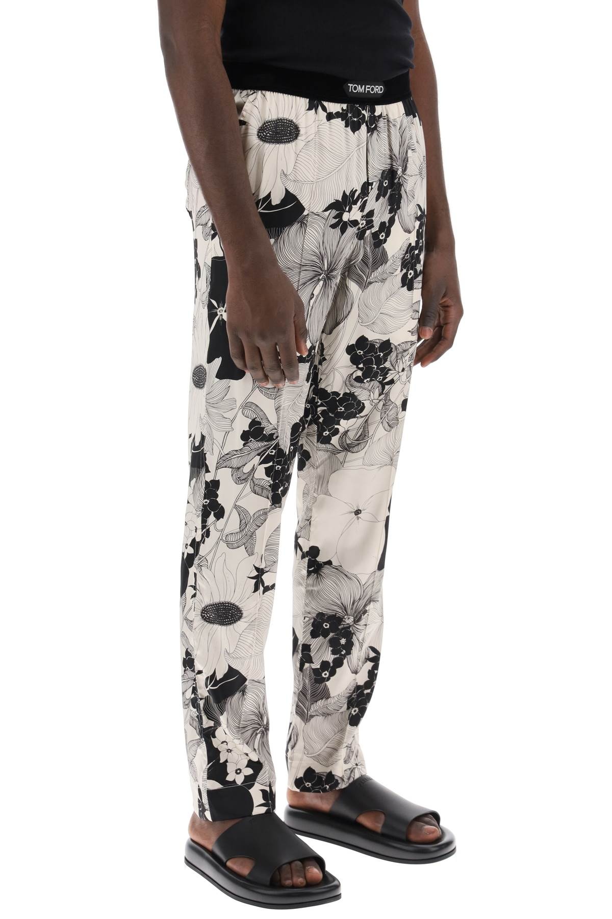 Pajama Pants In Floral Silk - 3