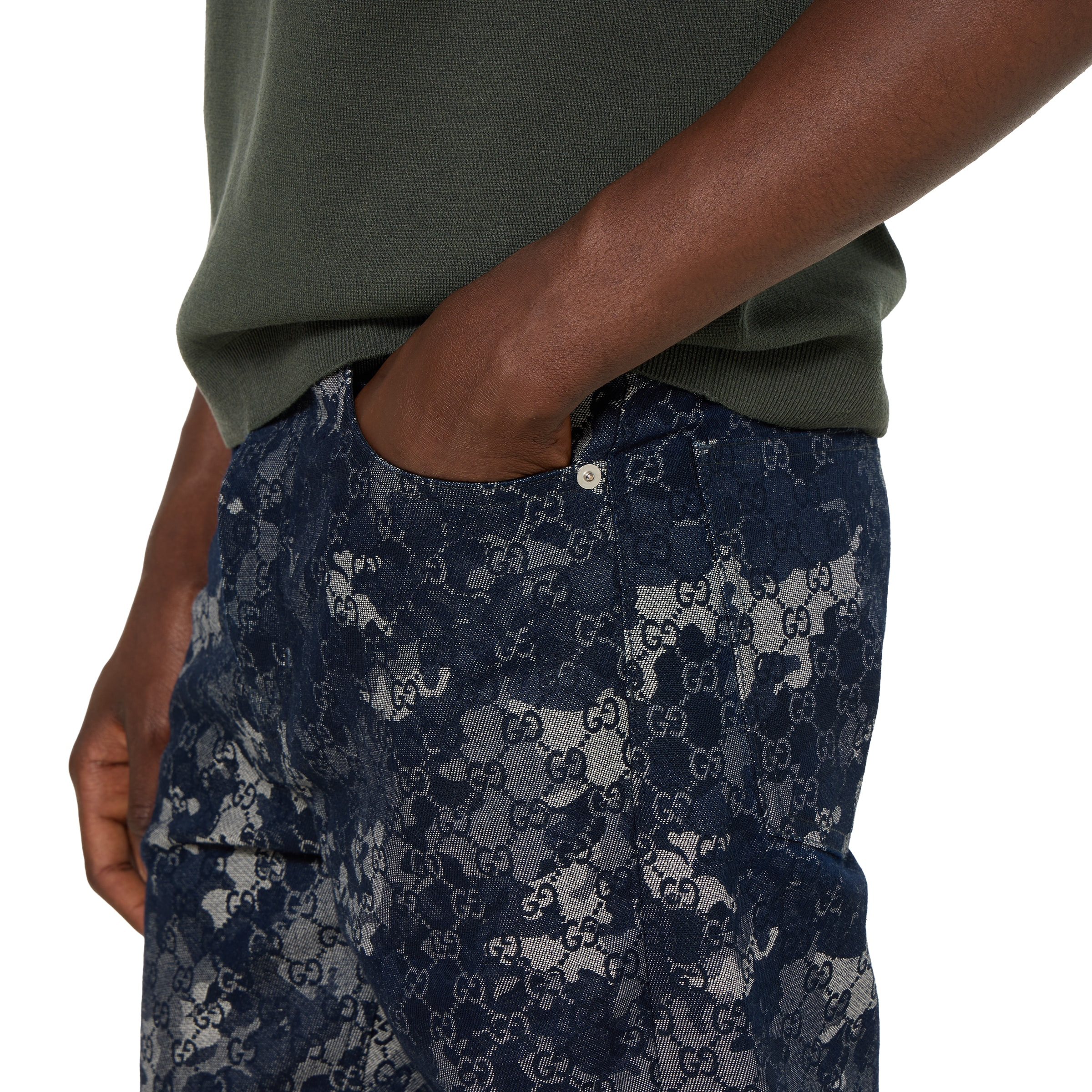 GG jacquard denim pant - 5
