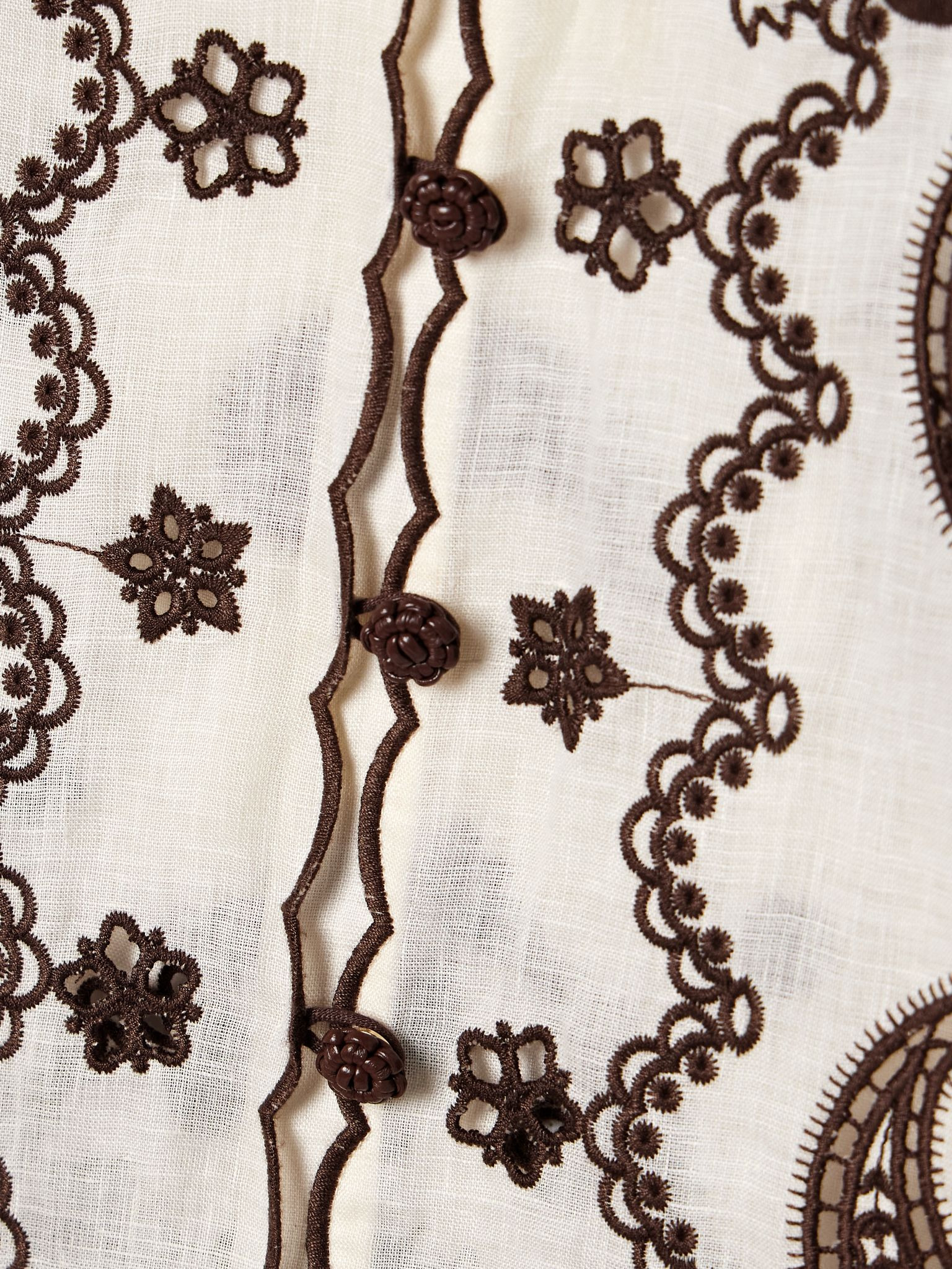 Ascension leather-trimmed broderie anglaise linen shirt Cream - 5