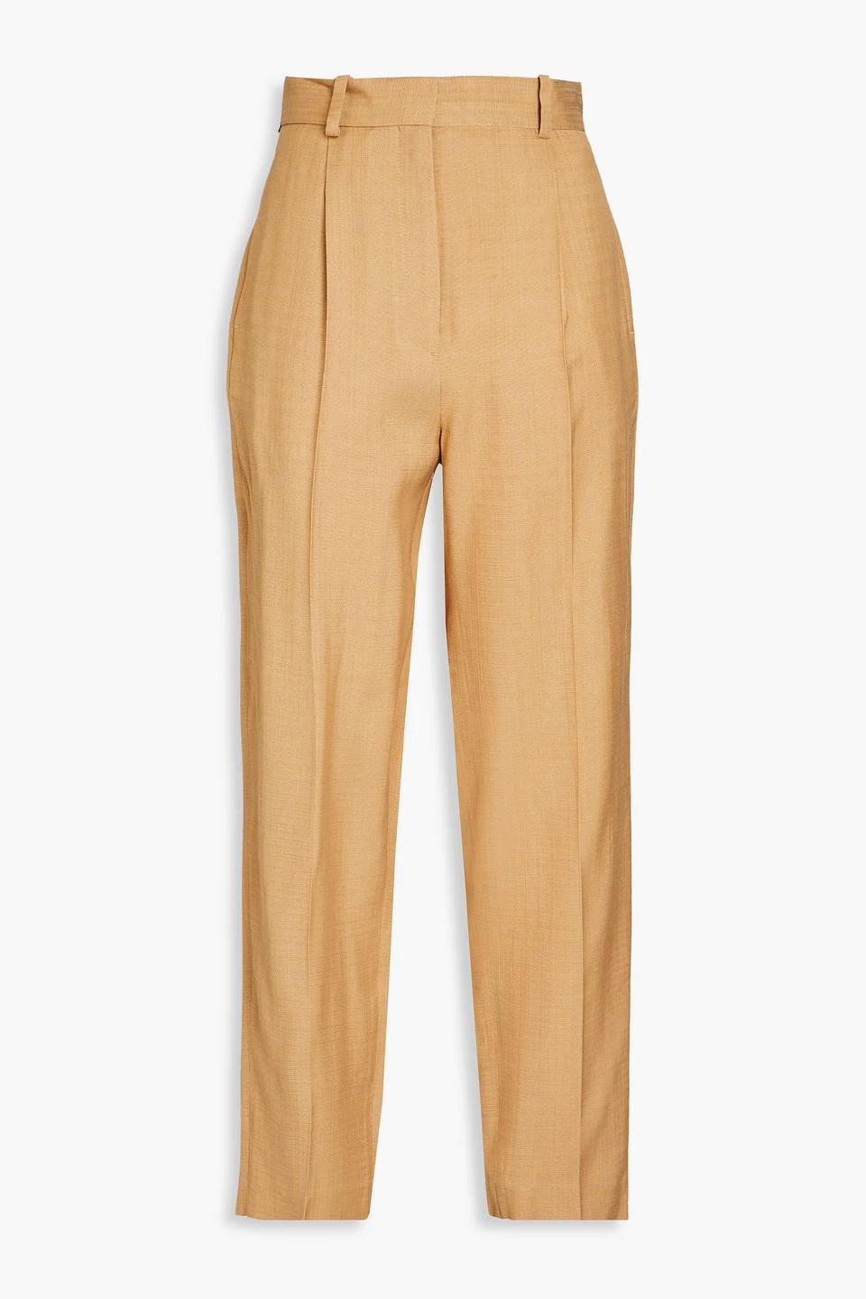 Pleated slub woven tapered pants - 1