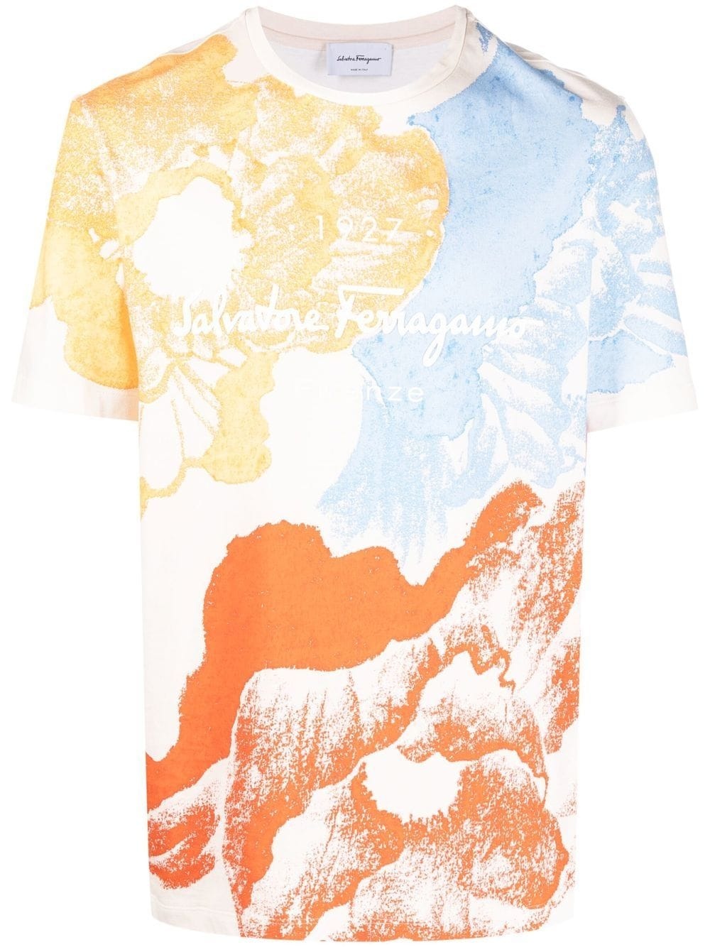 abstract-print round-neck T-shirt - 1