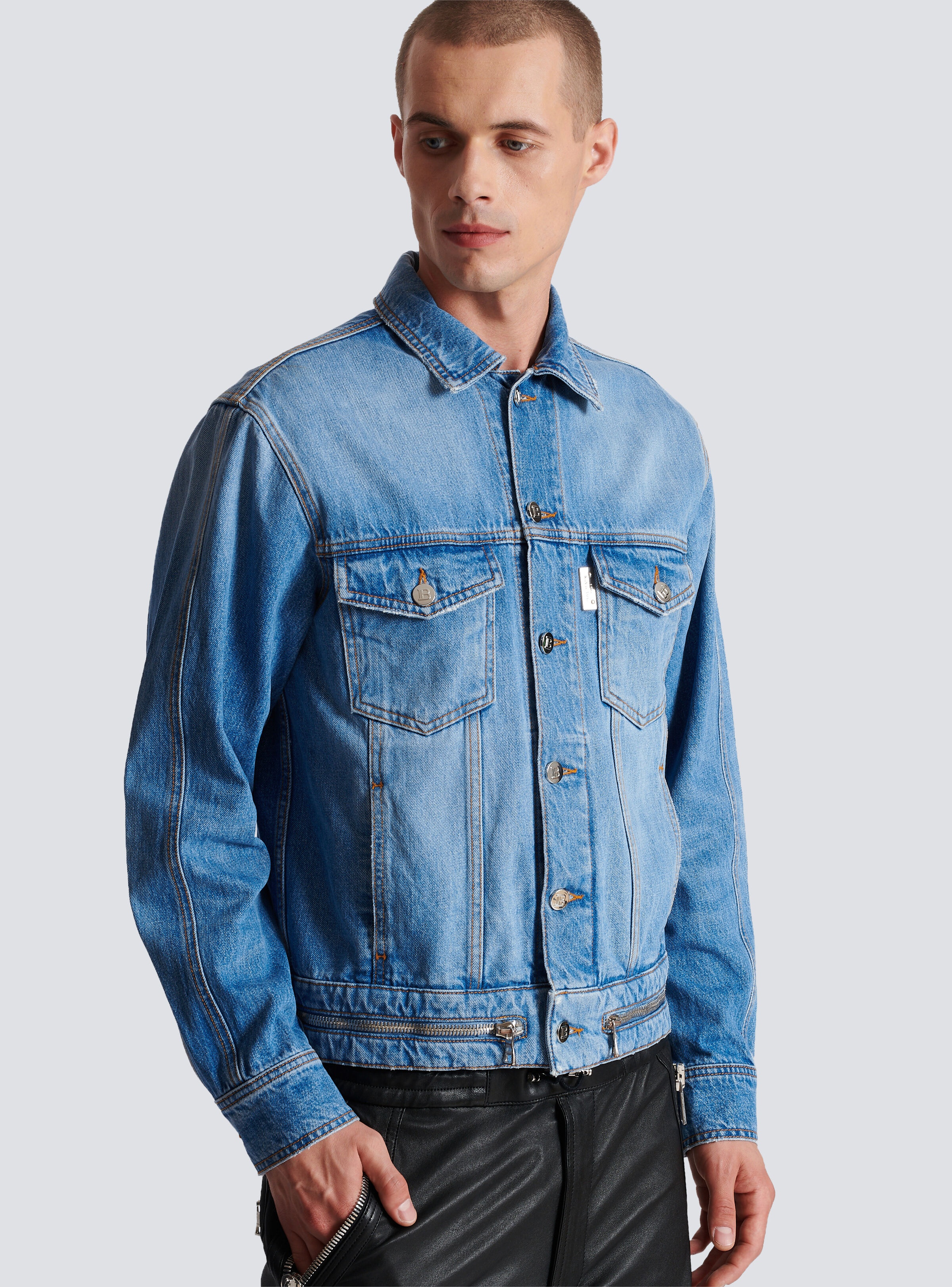 Denim jacket with zip fastening - 7