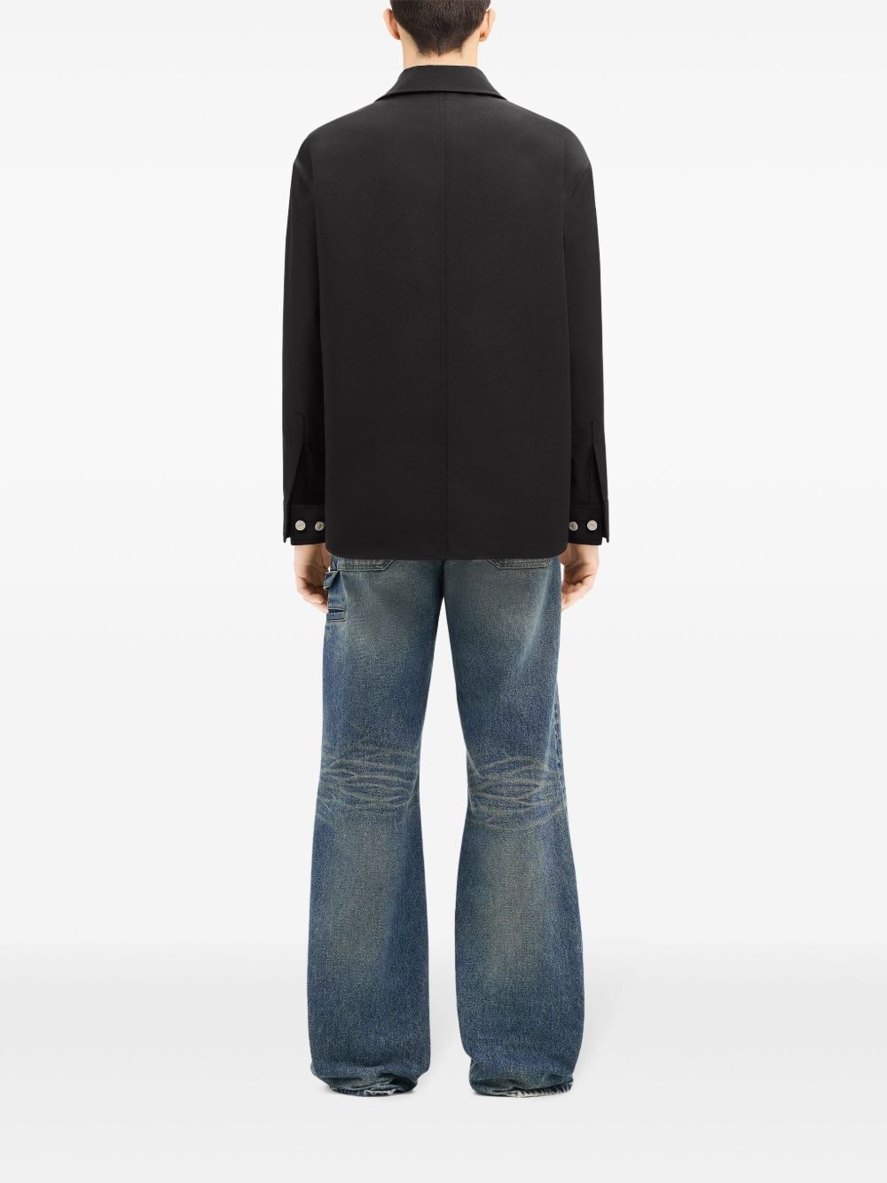 logo-appliqué twill oversized shirt - 4