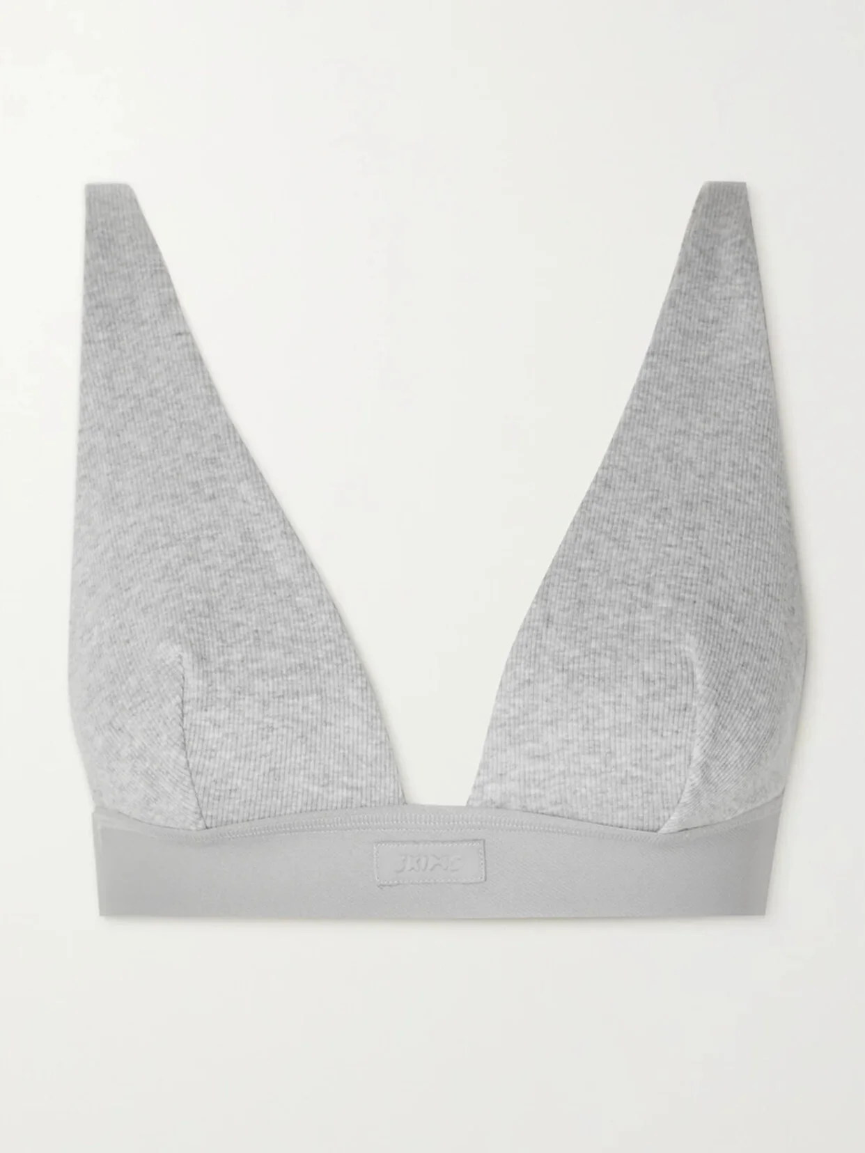 Plunge Ribbed Cotton-blend Jersey Bralette - 1