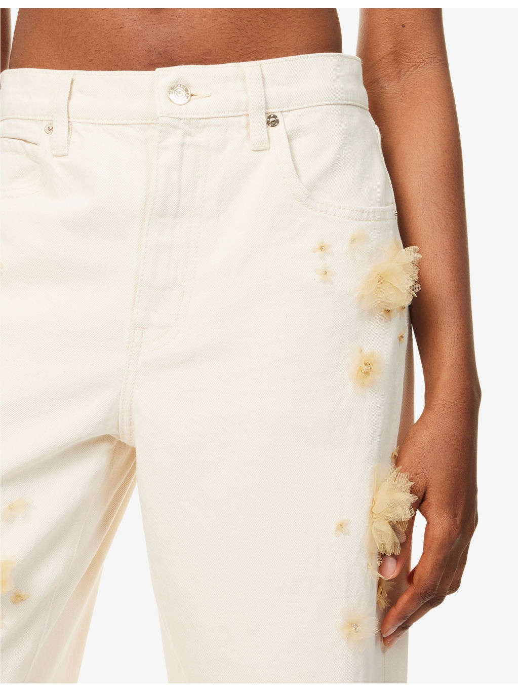Embellished Low-Slung Barrel Denim Jeans - 5