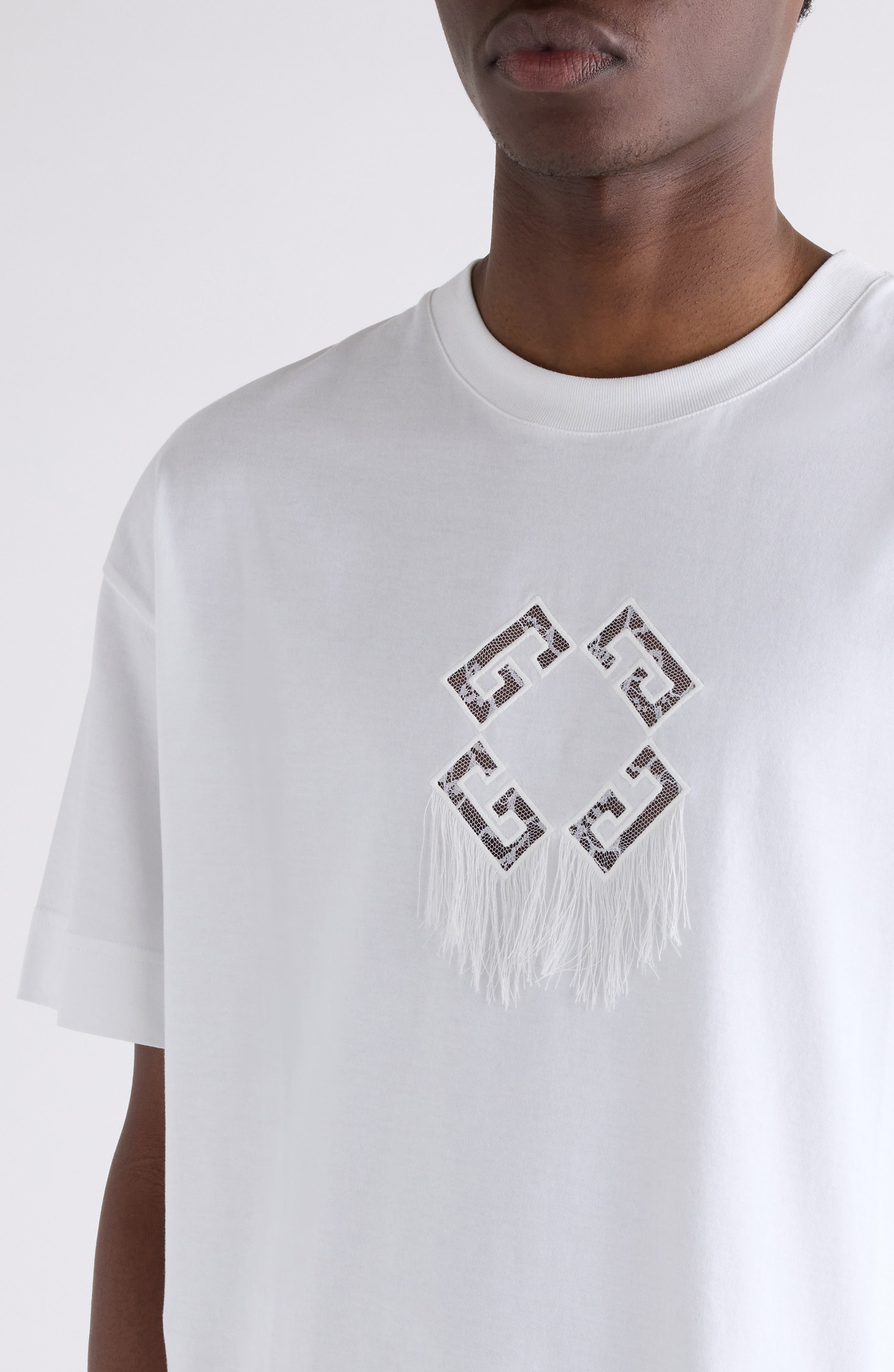 Givenchy Regular Fit 4G Lace Cutout T-Shirt in White at Nordstrom - 5