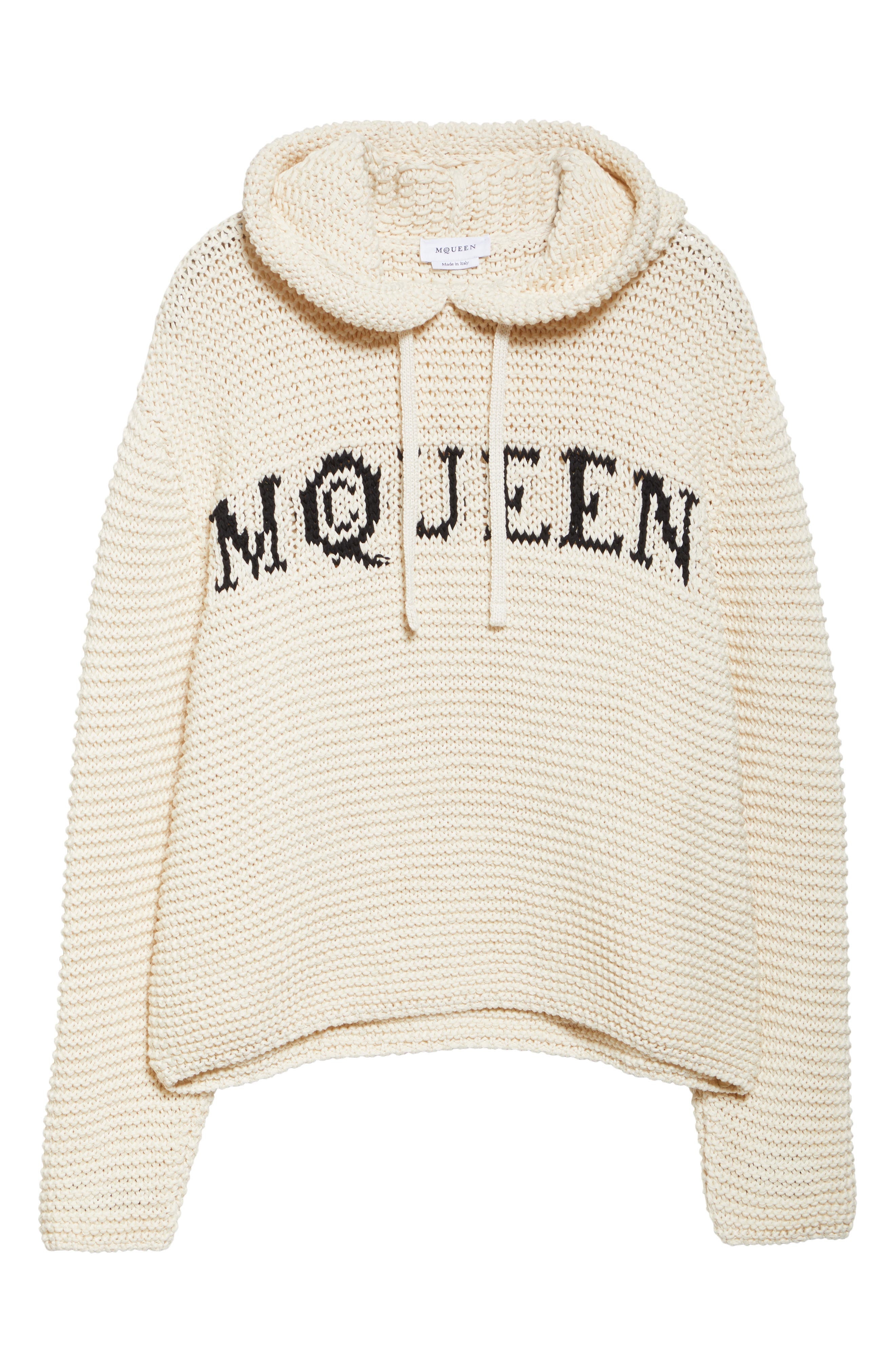 McQueen Logo Crop Hoodie in Ivory/Black at Nordstrom - 5