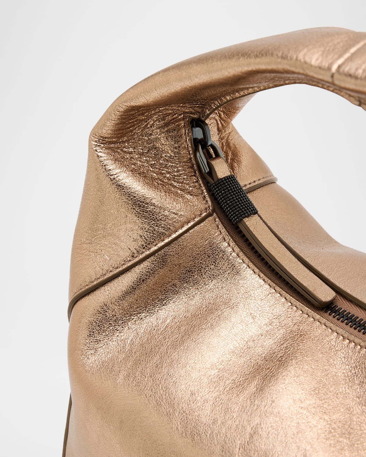Metallic Leather Top-Handle Bag - 4