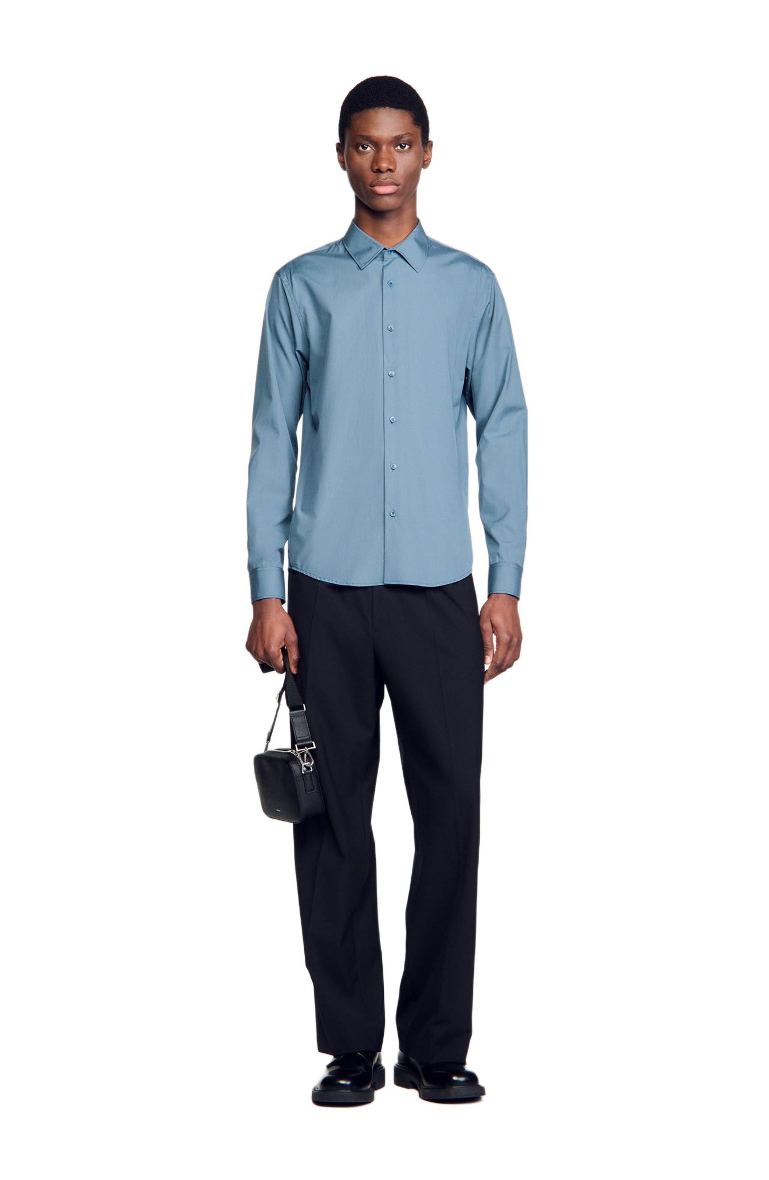 SANDRO Plain shirt in Thunderstorm Blue at Nordstrom - 6