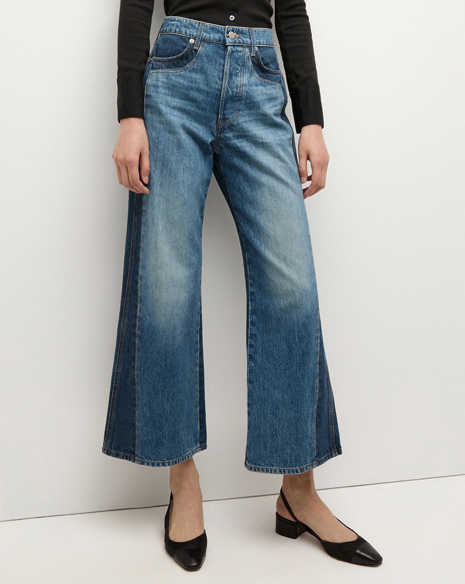 TAYLOR TWO-TONE CROPPED WIDE-LEG JEAN - 3