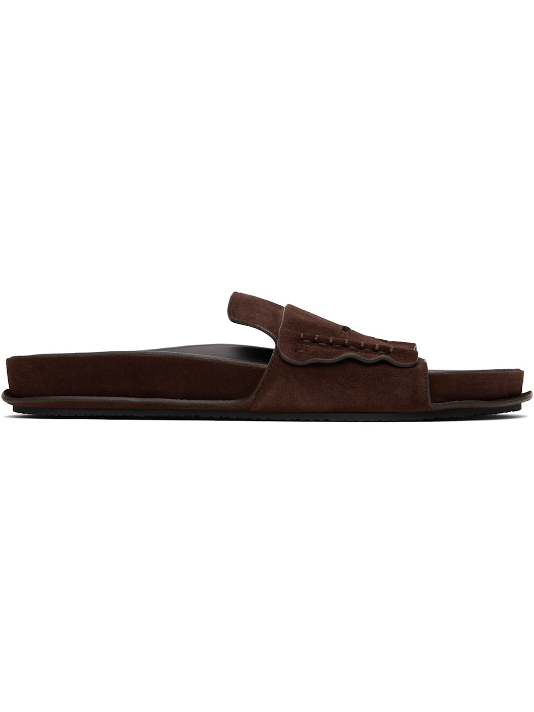Brown Suede Loafer Sandals - 1