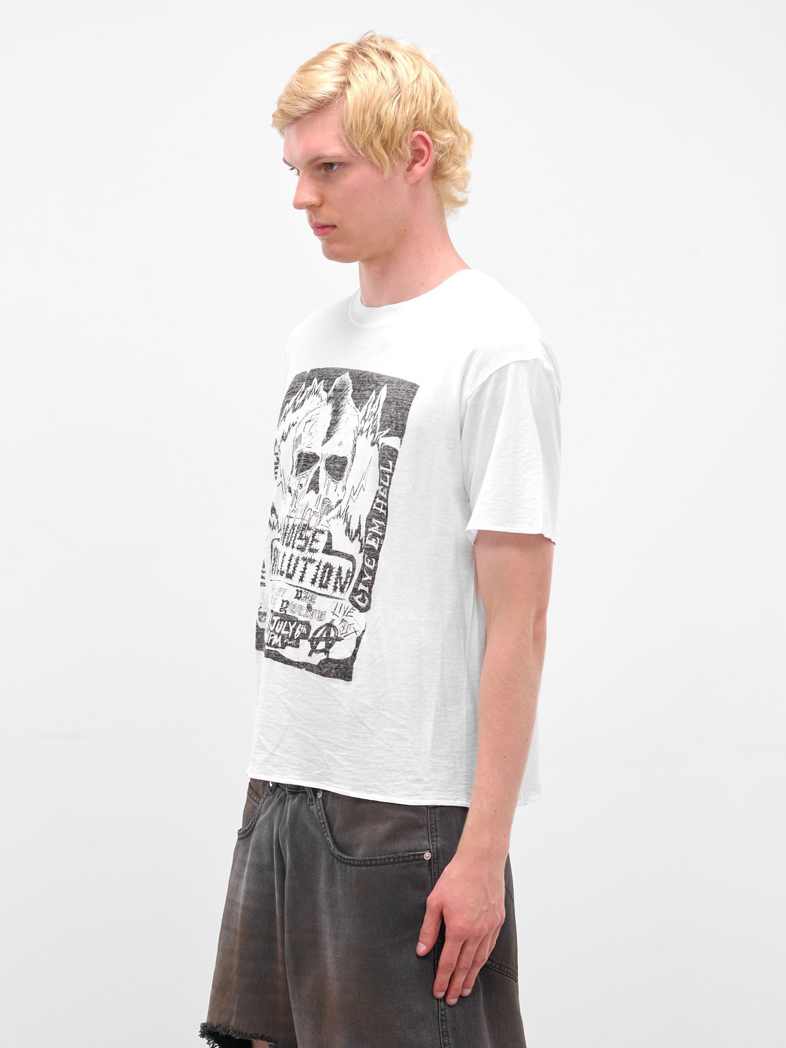 White Graphic Print Thrash Tee - 2