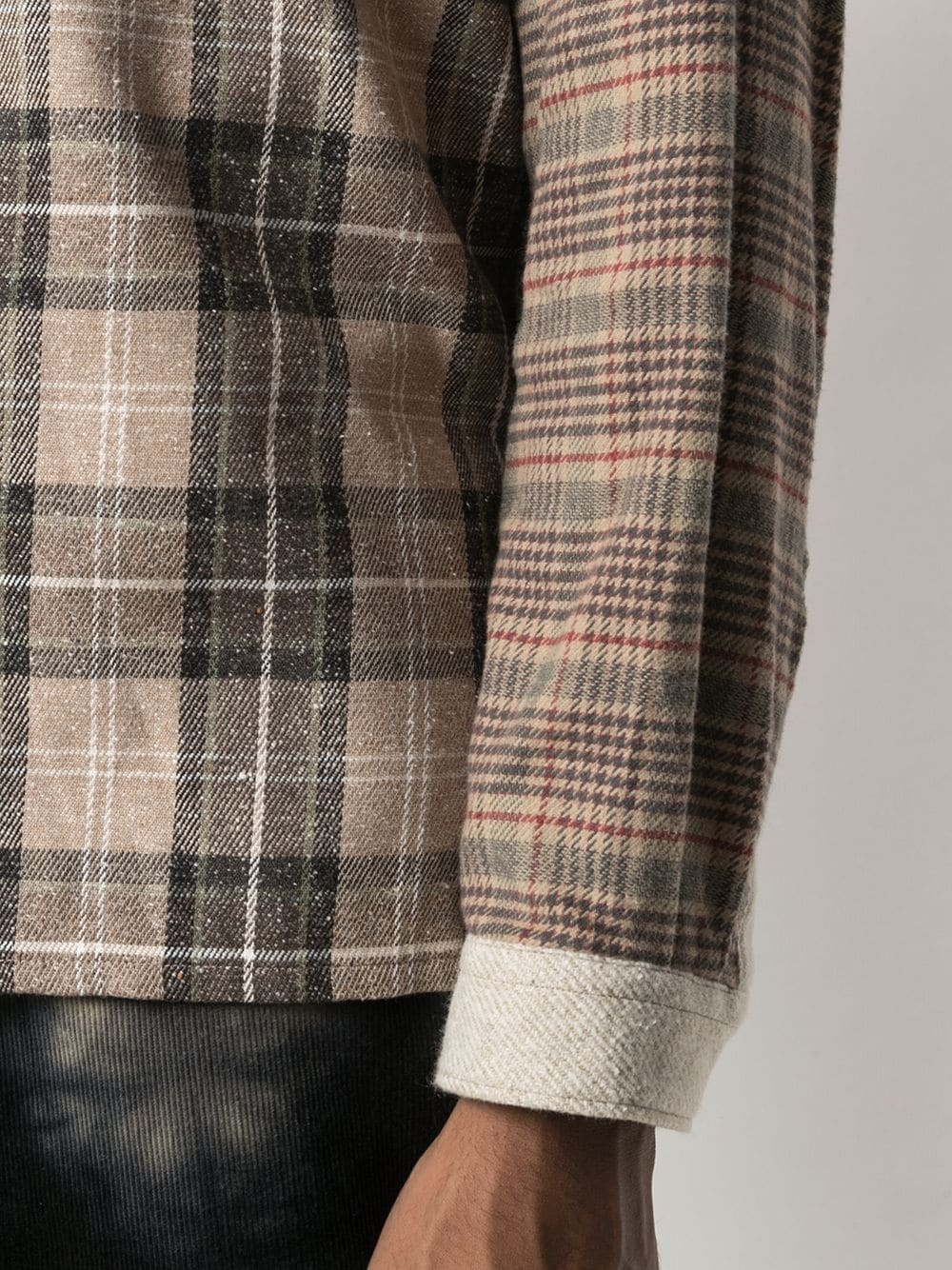 multi-panel design check-print shirt - 5