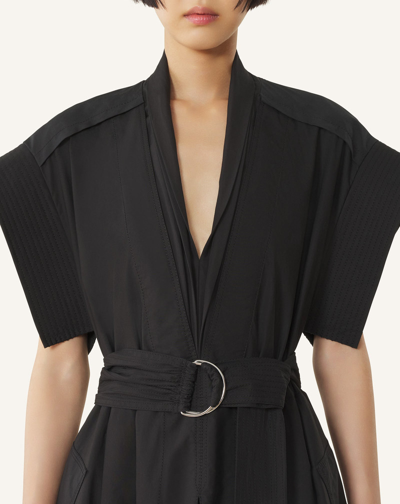 BLACK FLARED DRESS IN COTTON POPLIN 5