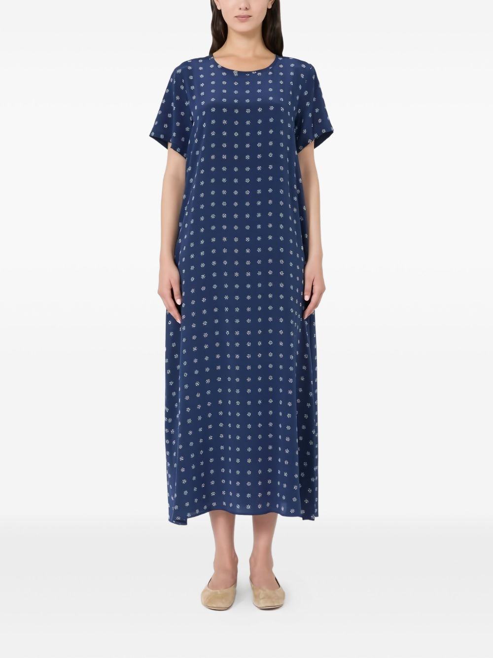 printed silk midi dress - 2