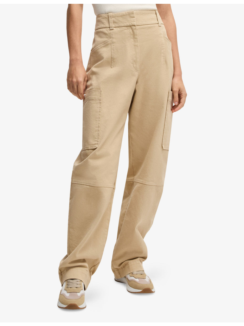 Patch-Pocket Straight-Leg Mid-Rise Stretch-Cotton Trousers - 3