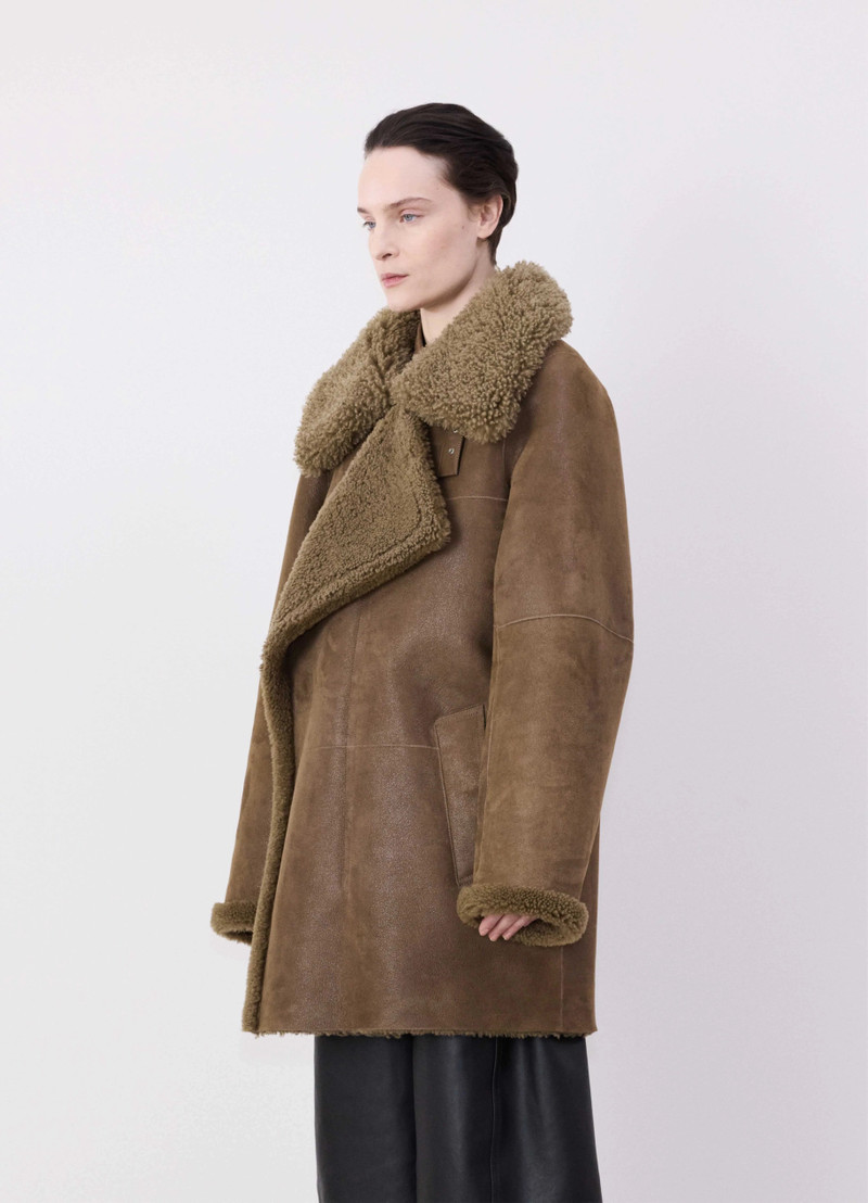 Lemaire ASYMMETRICAL SHEARLING COAT outlook