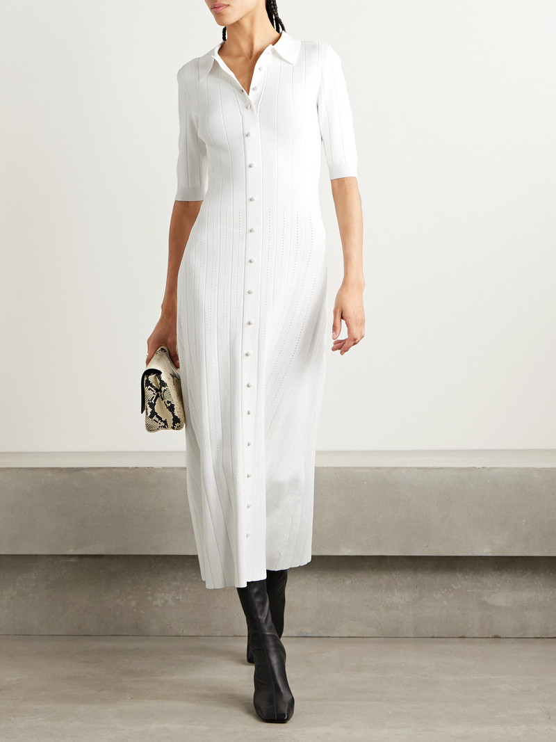 ADAM LIPPES Fenwick Recycled Pointelle-knit Midi Dress outlook