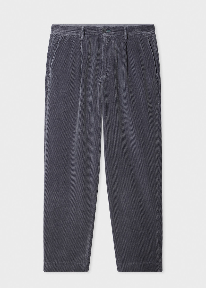 Grey Pleated Corduroy Trousers 1