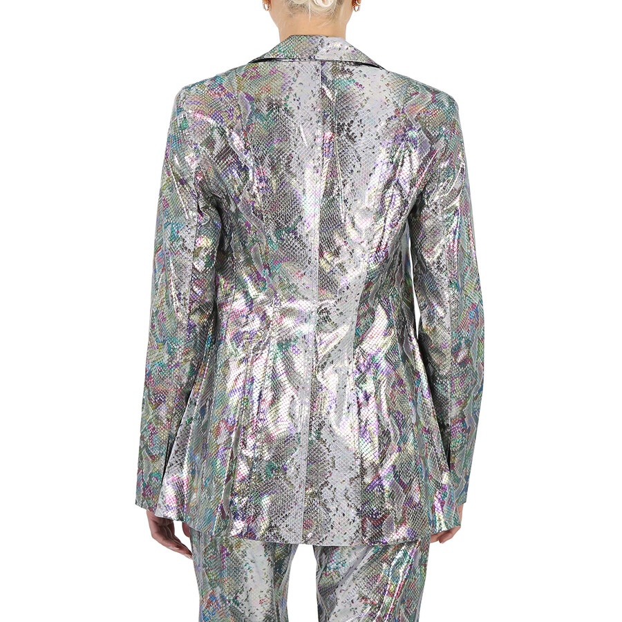 Rotate Ladies Spiced Plum Comb Snake Print Blazer - 5
