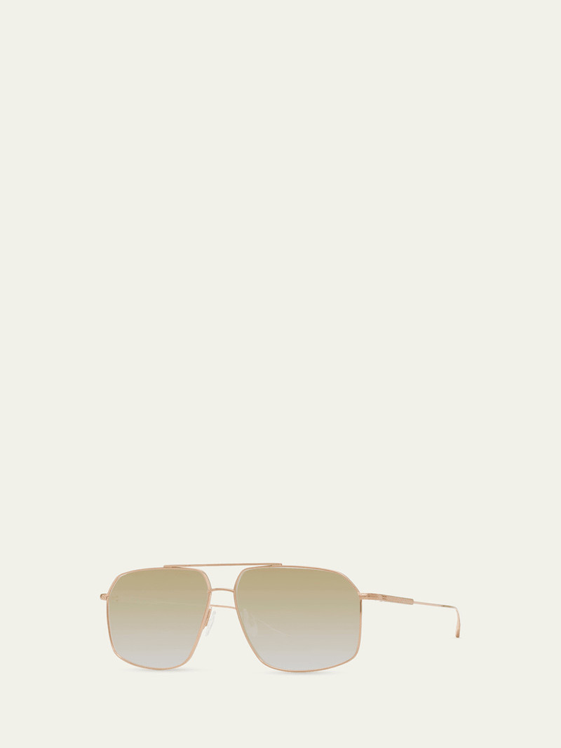 BARTON PERREIRA Men's Double-Bridge Titanium Aviator Sunglasses outlook