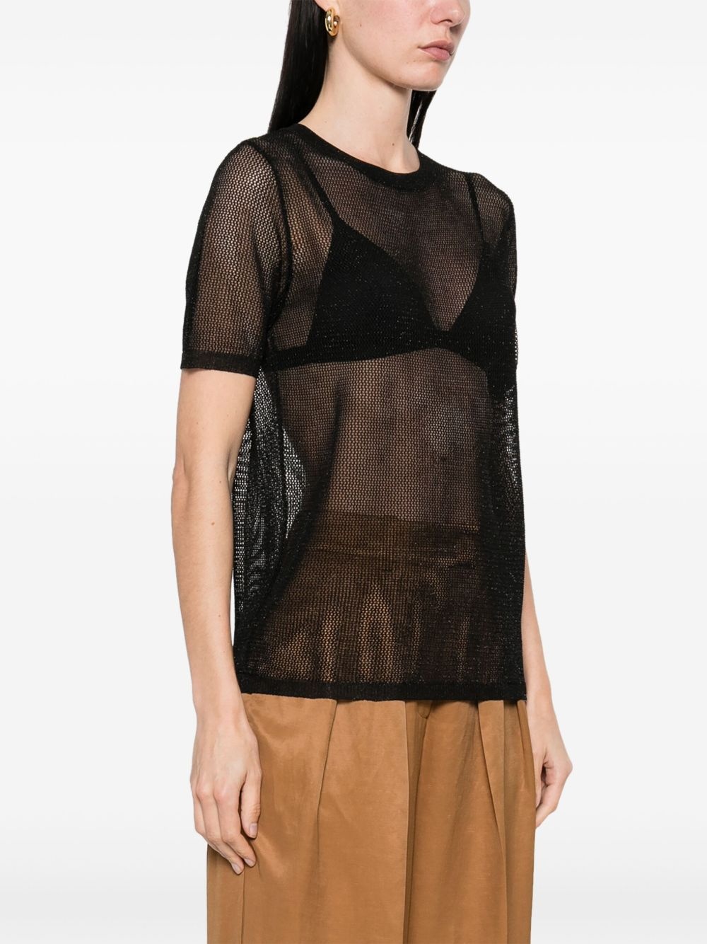 open-knit T-shirt - 3