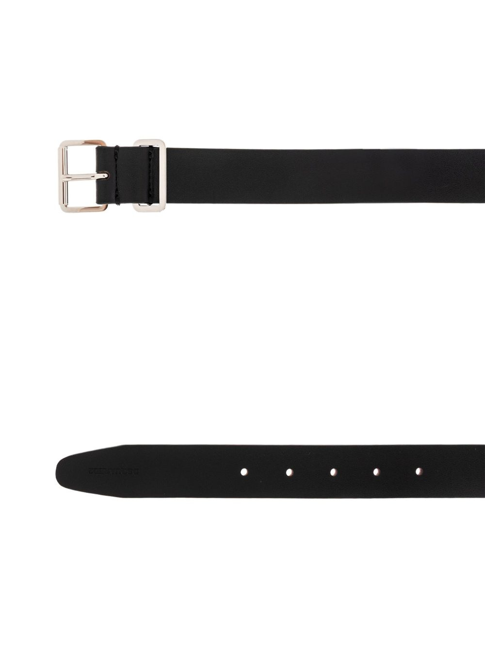 square-buckle leather belt - 3