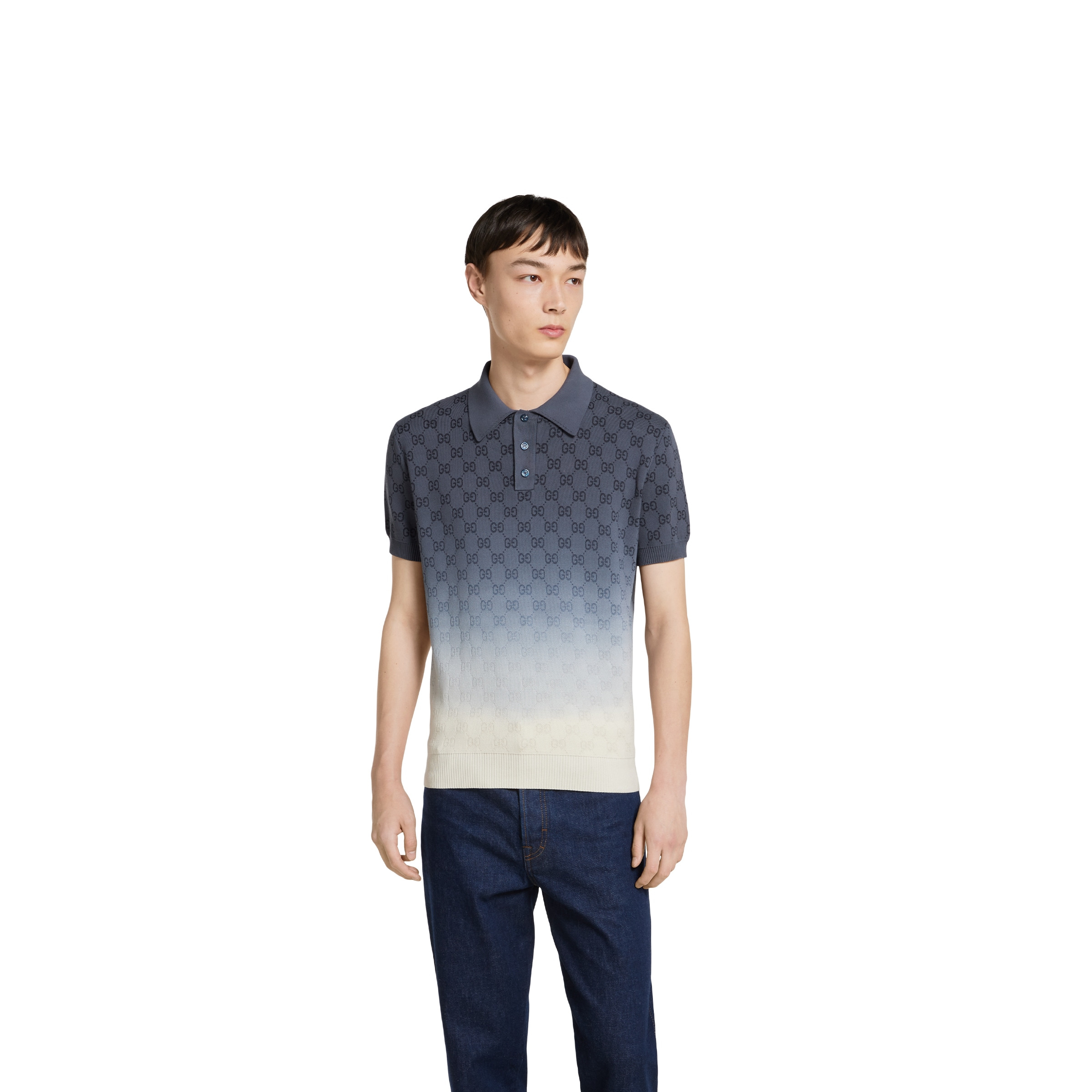 GG cotton knit jacquard polo shirt - 3