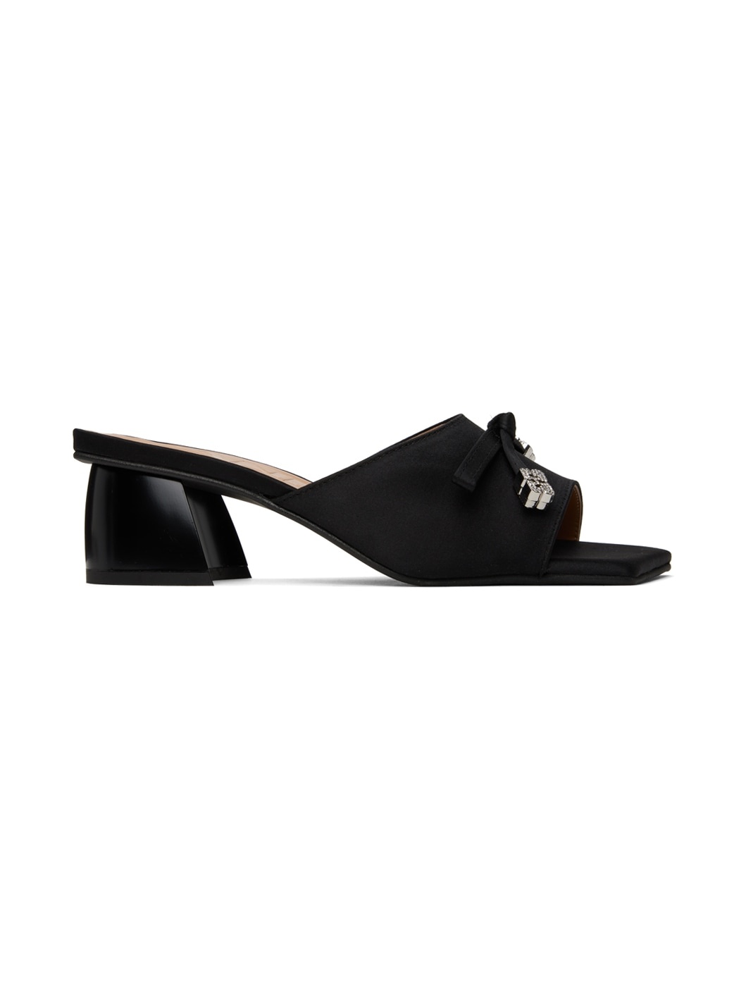 Black Butterfly Bow Mules - 1