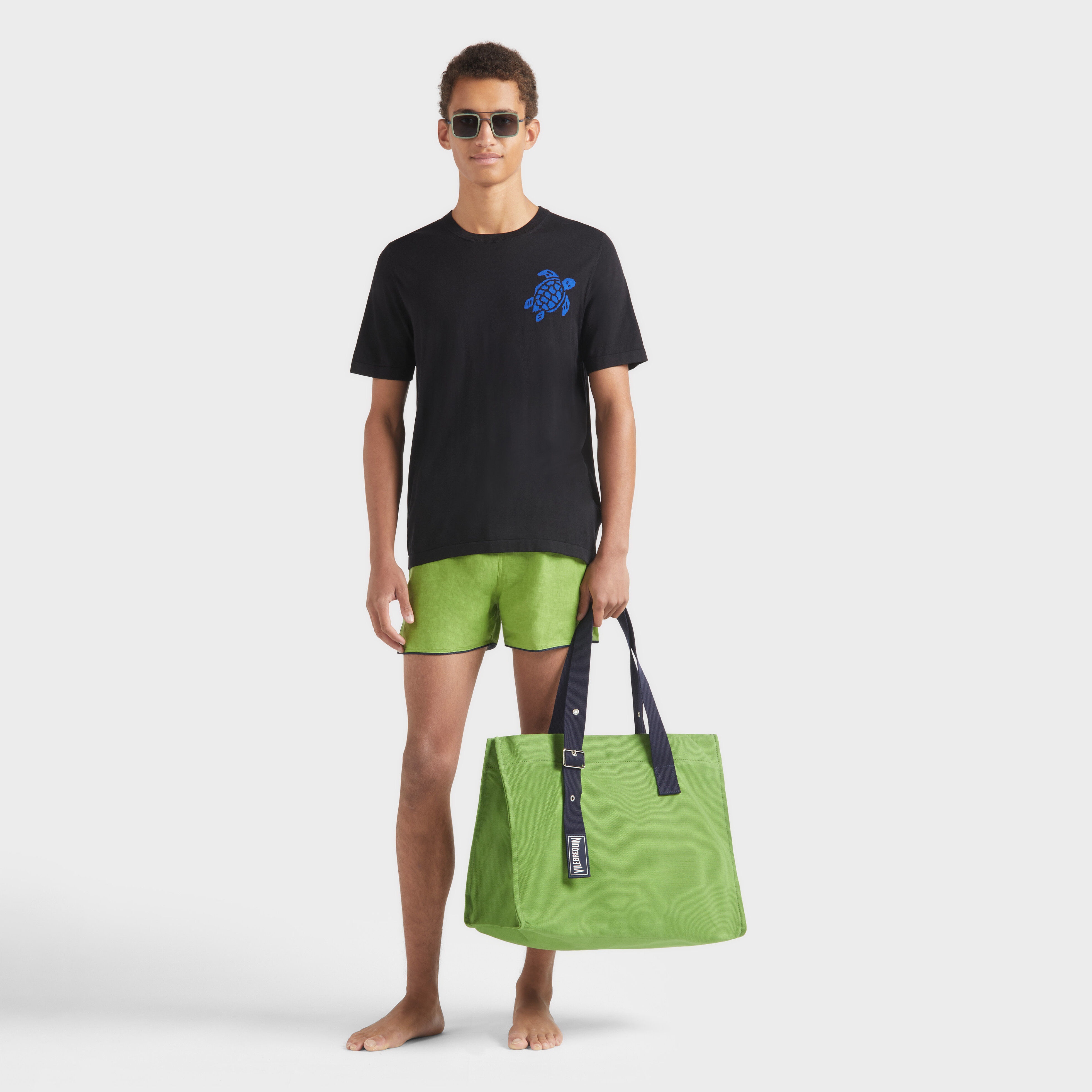 Men Cotton T-shirt Jacquard Turtle - 5