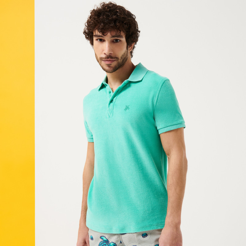 Men Terry Polo Shirt Solid 3