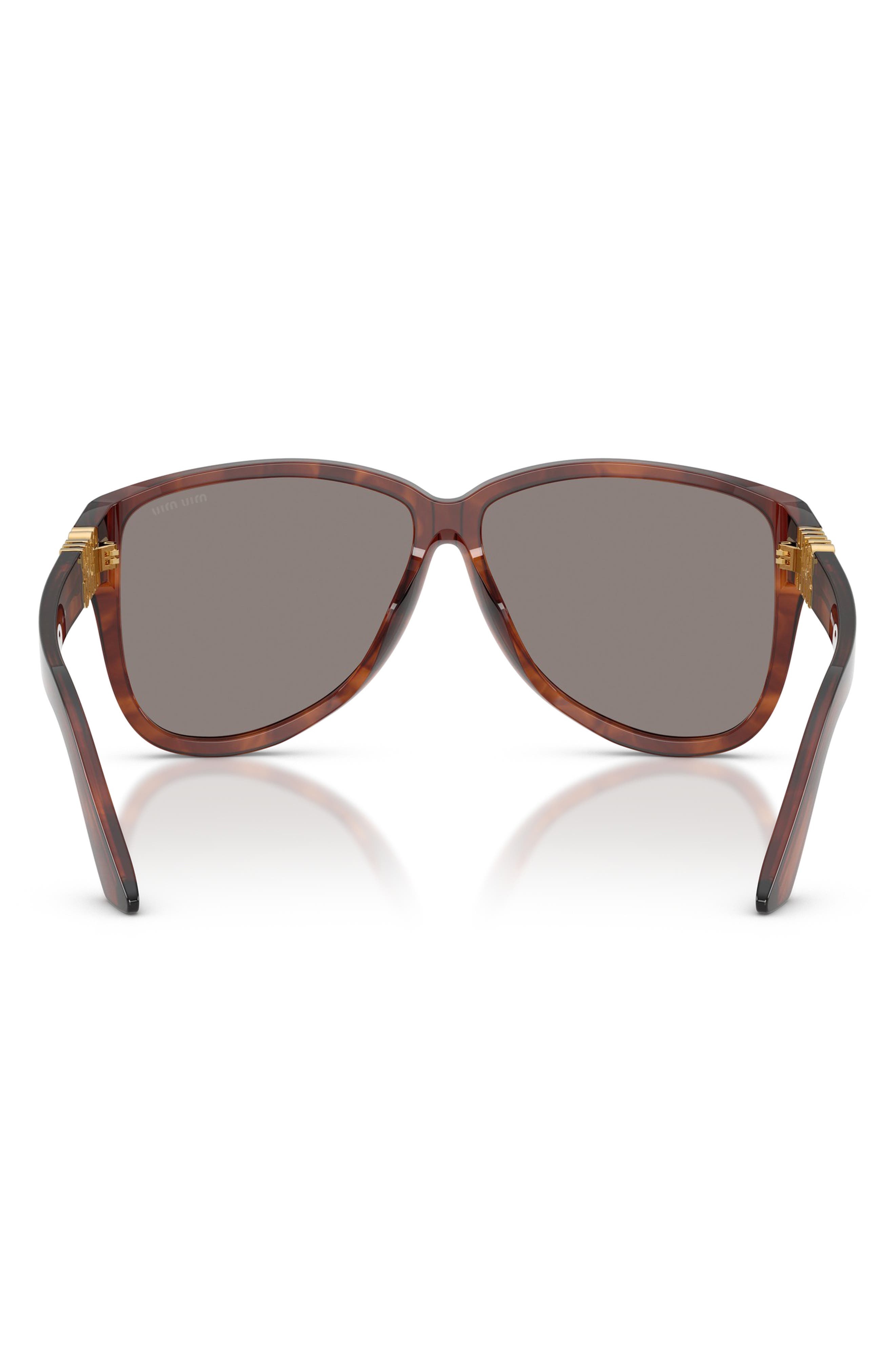 Miu Miu 61mm Pilot Sunglasses in Striped Tobacco/Dark Grey at Nordstrom - 4